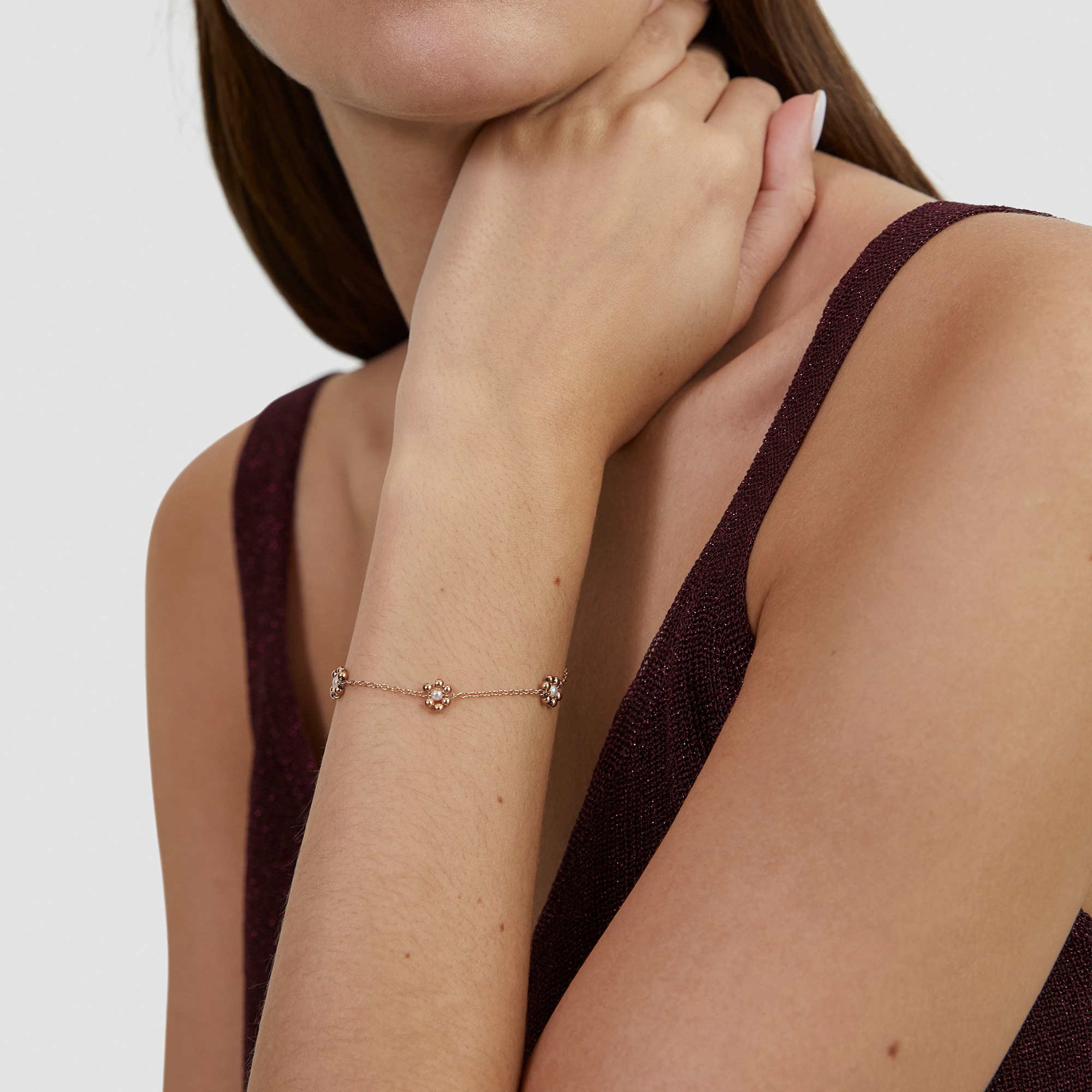 s.Oliver Armband »Flower, Blüten-Design« mit Perle (imitiert)