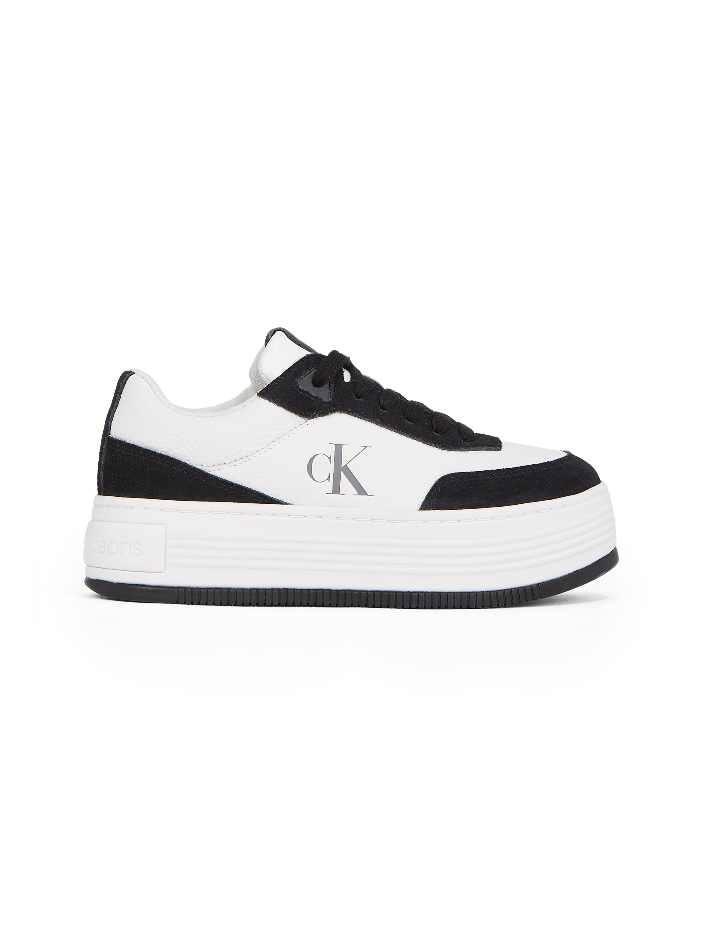 Calvin Klein Jeans Plateausneaker »BOLD FLATF LOW LACE TUMB LTH«, Schnürschuh, Halbschuh, Freizeitschuh mit seitlichem CK-Logo