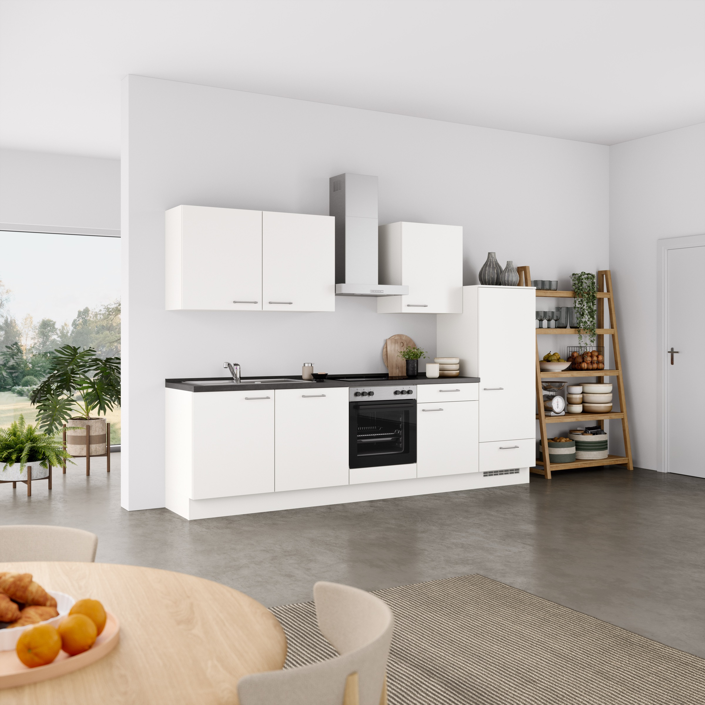 nobilia® Küchenzeile »"Laser I", Ausrichtung wählbar, Breite 300 cm«, vormontiert, wahlw. mit unterschiedlichen E-Geräten-Sets