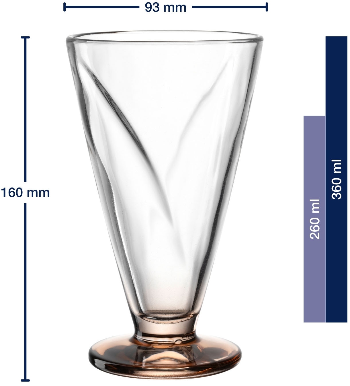 LEONARDO Eisschale »CONO, Eisbecher aus Glas, 360 ml, farbig, 6er-Set«, 6 tlg., aus Glas, spülmaschinengeeignet