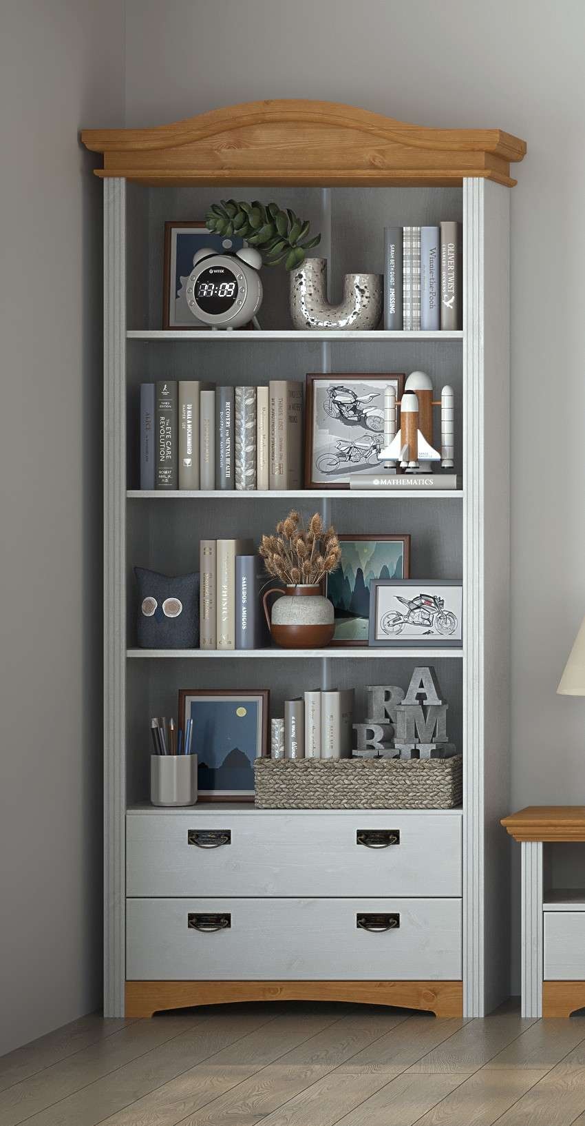 OTTO home Regal »Konrad, Standregal, Bücherregal, Stauraum« aus massiver Kiefer, Breite 94 cm, Höhe 208 cm, mit Schubladen, FSC®