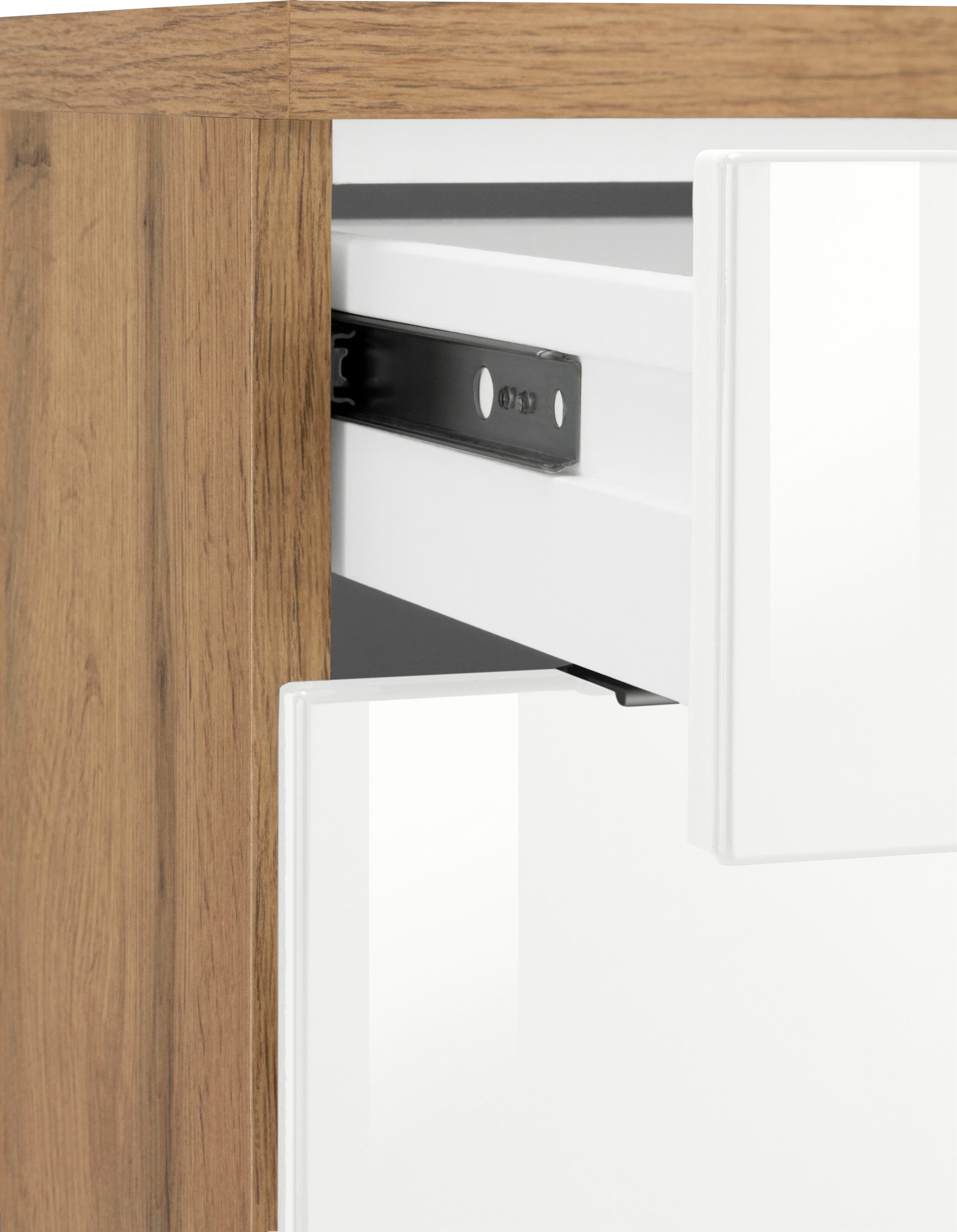 KOCHSTATION Küchenzeile »KS-Brindisi«, Breite 210 cm, wahlweise mit E-Geräten, mit MDF-Fronten und Regal