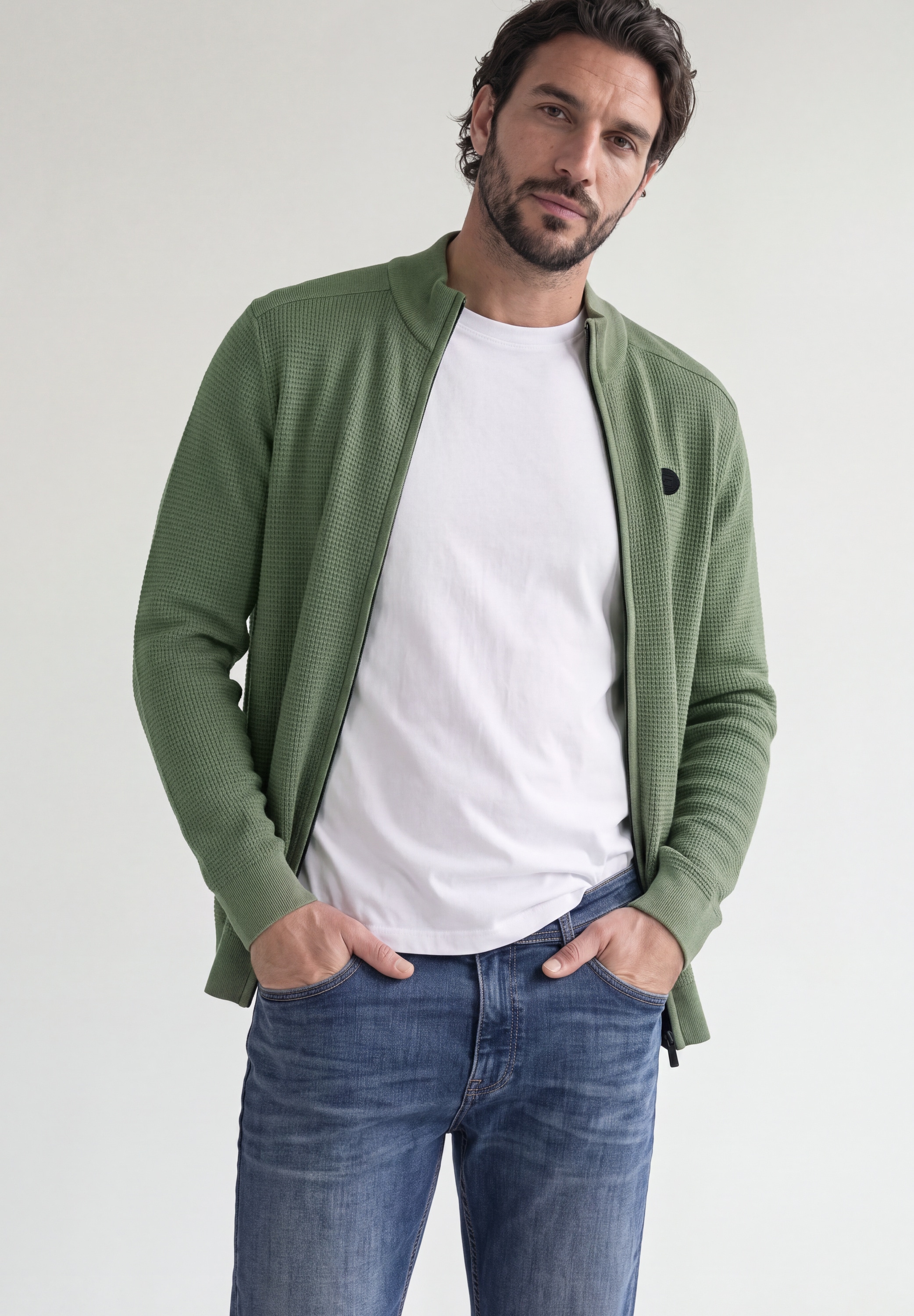 STREET ONE MEN Cardigan mit Stehkragen