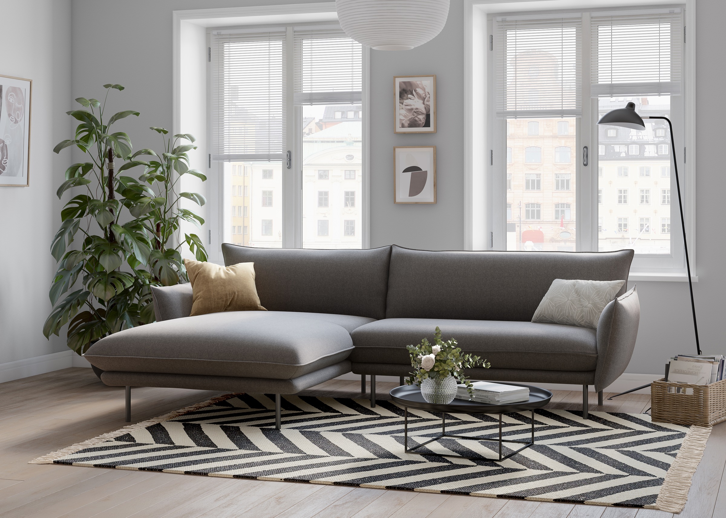 OTTO home Ecksofa "Stine L-Form" Besonderes Design durch Kissenoptik und Keder