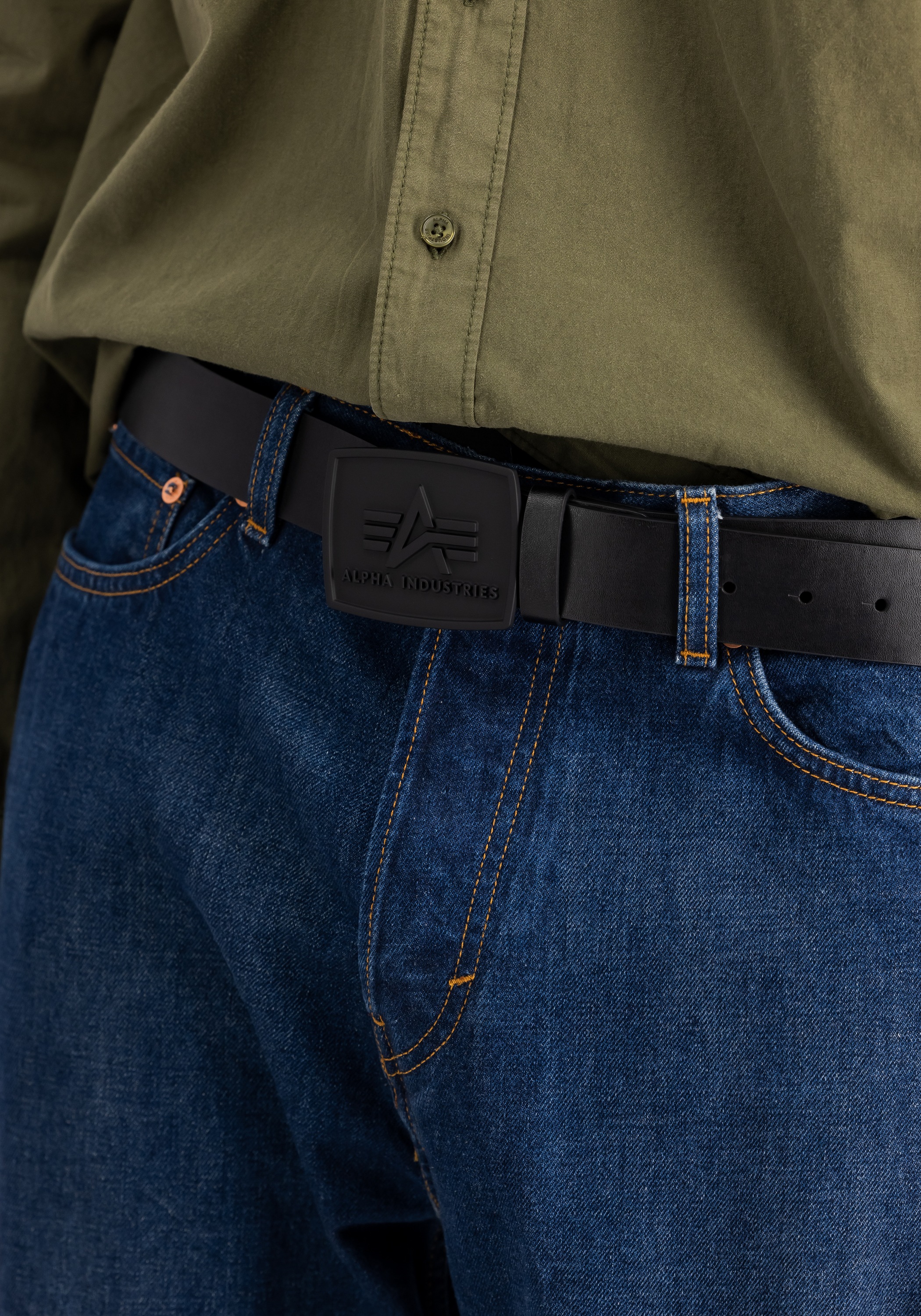 Alpha Industries Ledergürtel "All Black Belt" günstig online kaufen