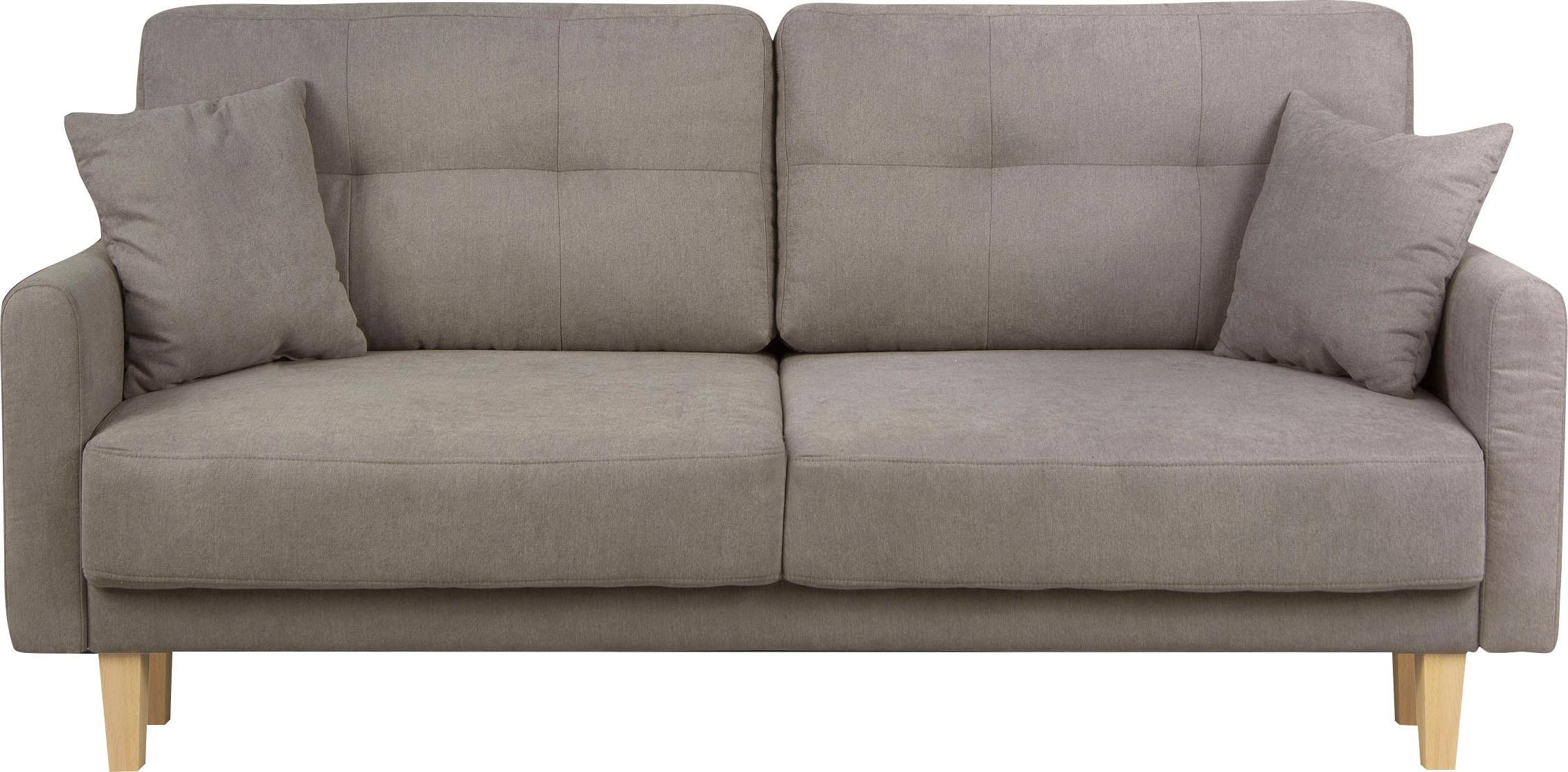 Home affaire 2-Sitzer »TRIPLO mit Wellenunterfederung, Maße B/T/H: 165/100/89 cm«, Sofa mit Steppung im Rückenbereich, incl. Rückenkissen und Zierkissen