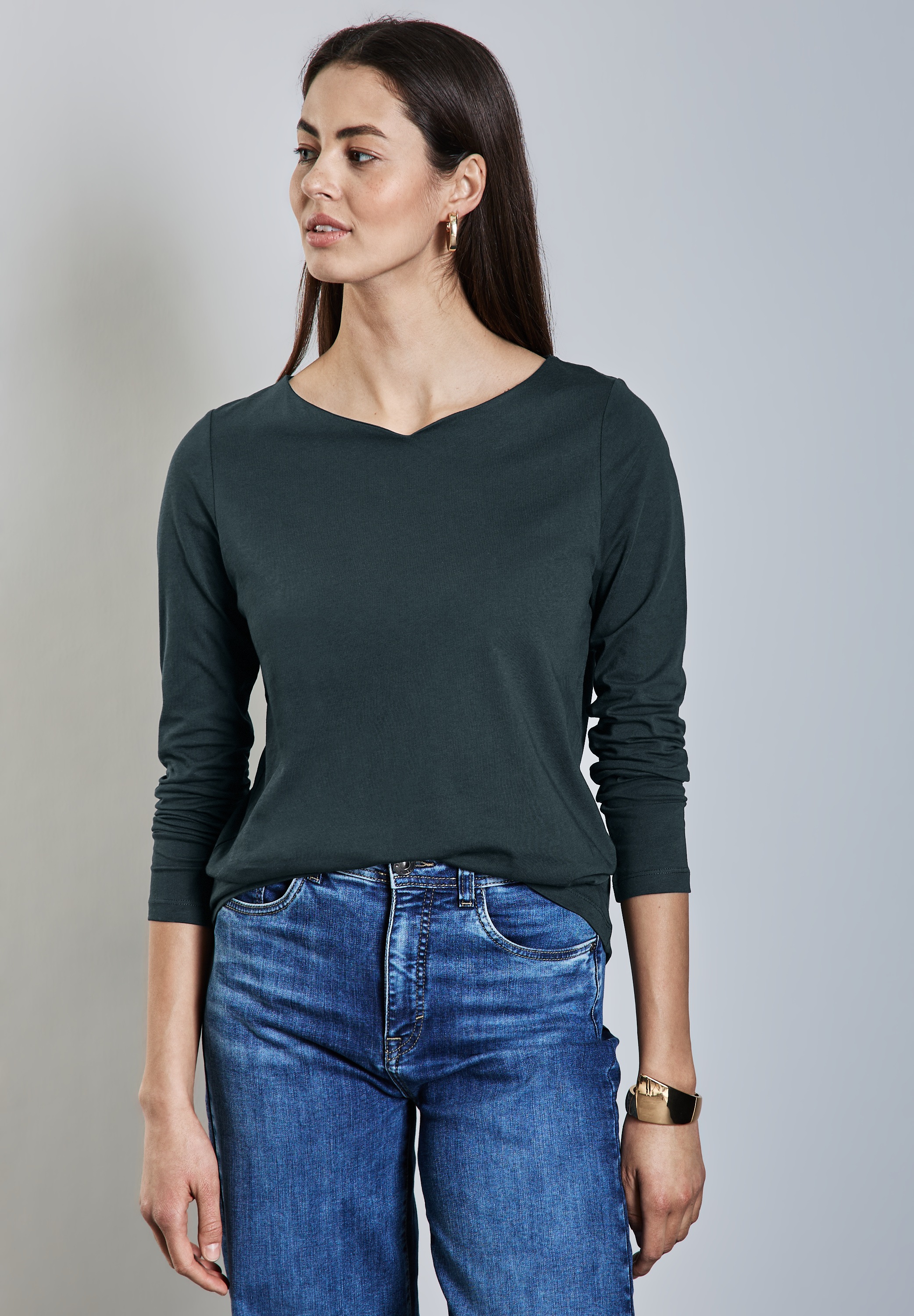 STREET ONE Langarmshirt, aus reiner Baumwolle