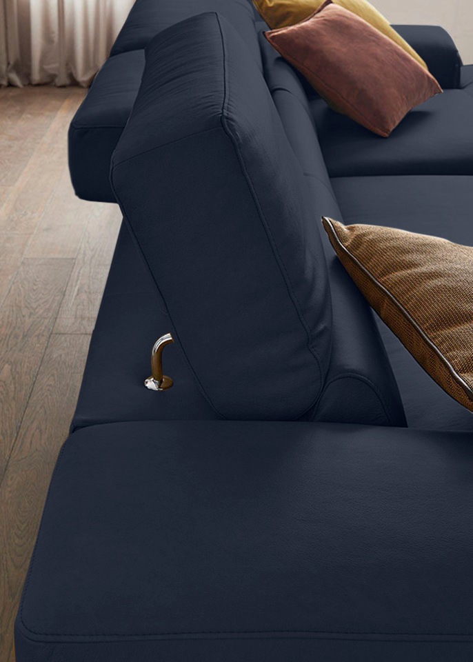 W.SCHILLIG Ecksofa »piedroo, Designsofa mit tollem Sitzkomfort, elegant und bequem, L-Form«, Kopfteilverstellung, wahlweise mit Sitztiefenverstellung, Breite 303cm