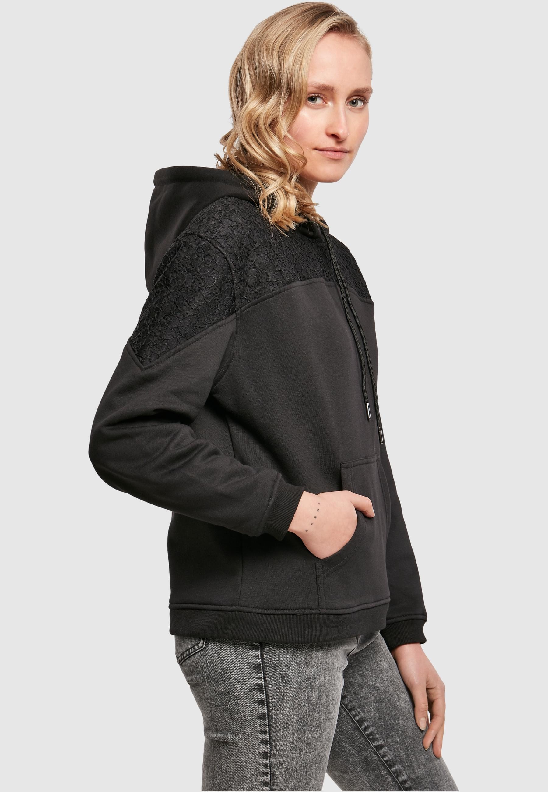 URBAN CLASSICS Kapuzenpullover »Urban Classics Damen Ladies Lace Inset Hoody«, (1 tlg.)