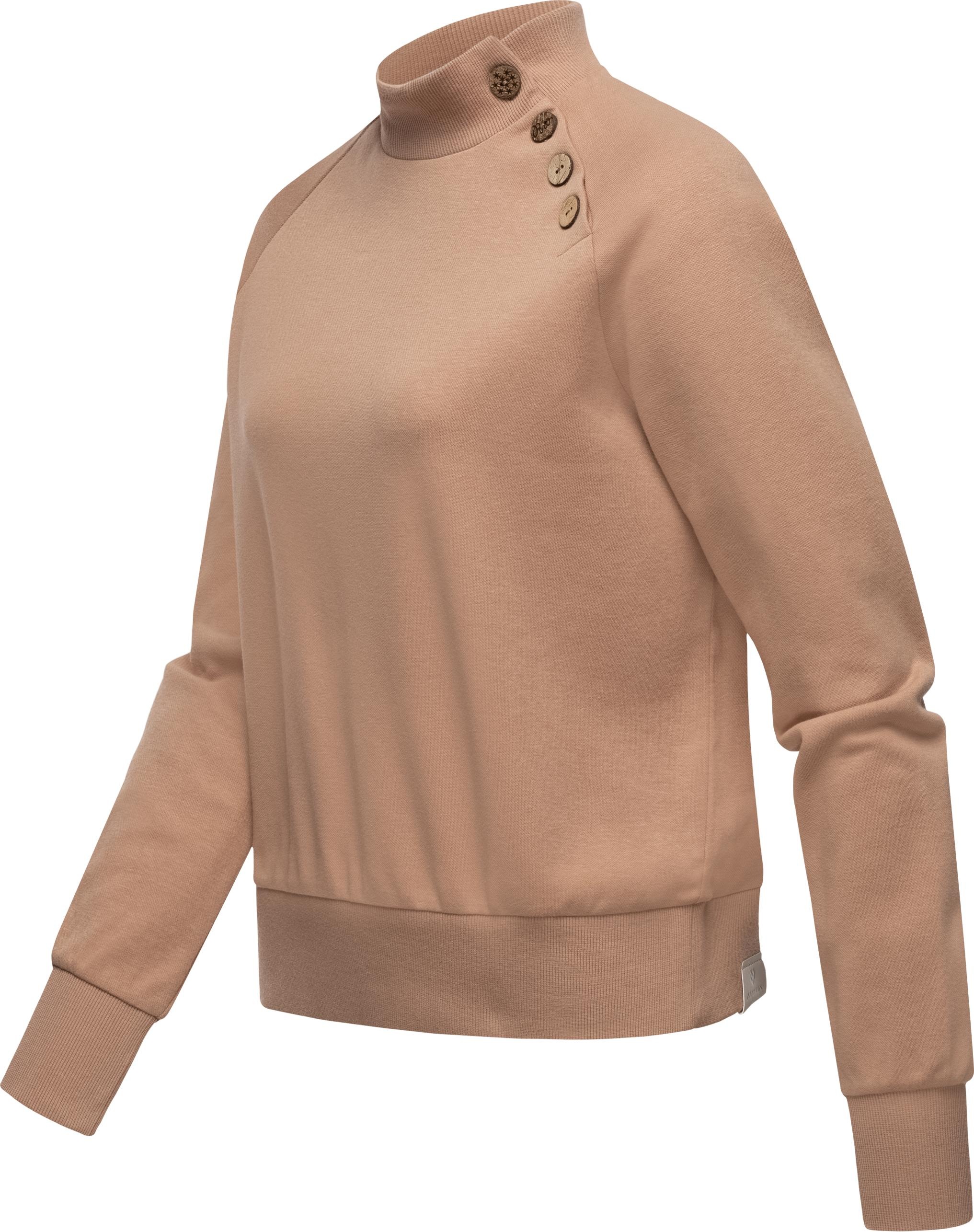 Ragwear Sweatshirt »Majjorka Solid«, Damen Langarmshirt mit Rippbündchen und Zierknöpfen