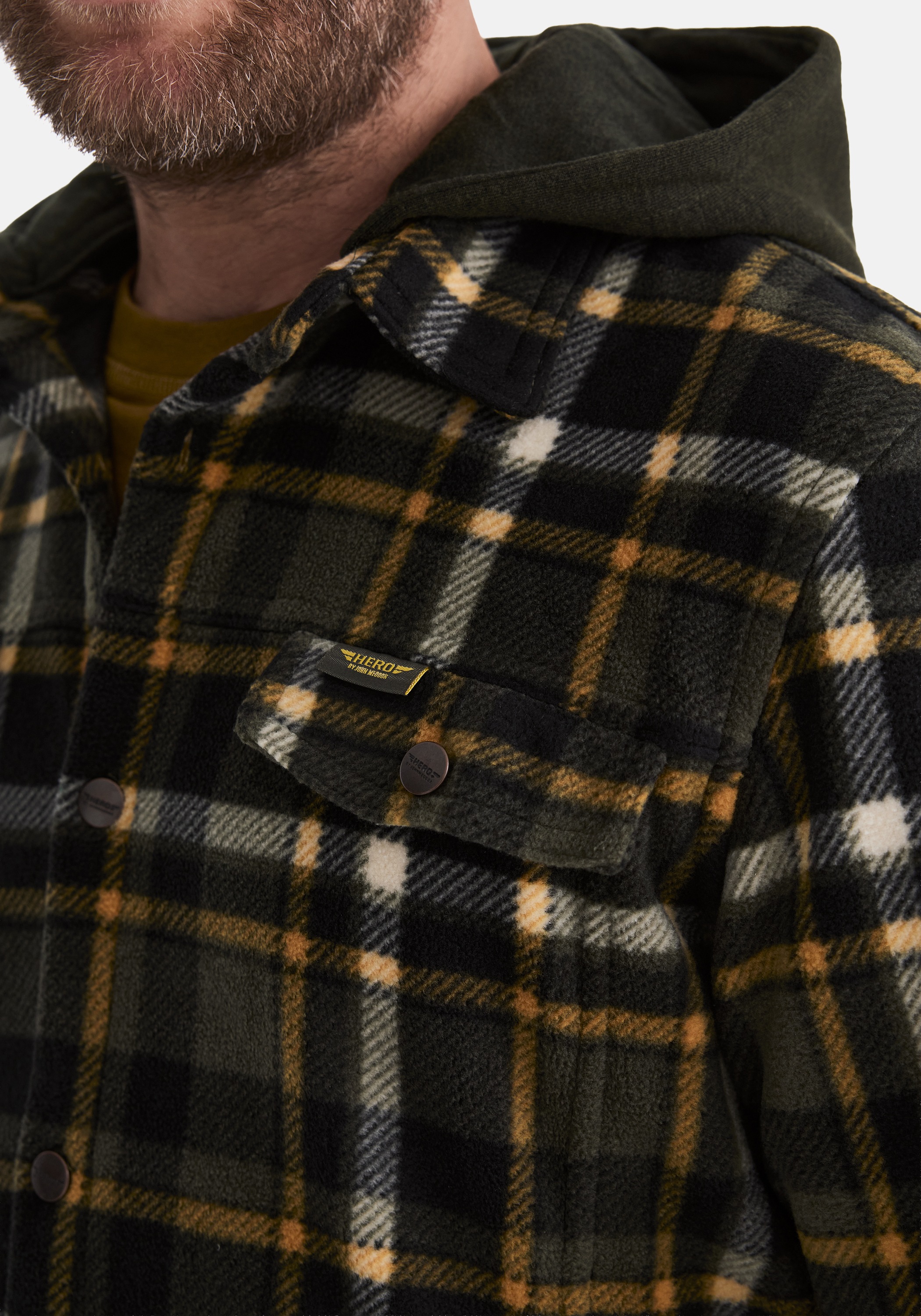 Thumbnail - HERO by John Medoox Kapuzenhemd "HUNTER Workwear Arbeitshemd mit Kapuze" Arbeitshemd mit Kapuze Funktionsqualität für He...