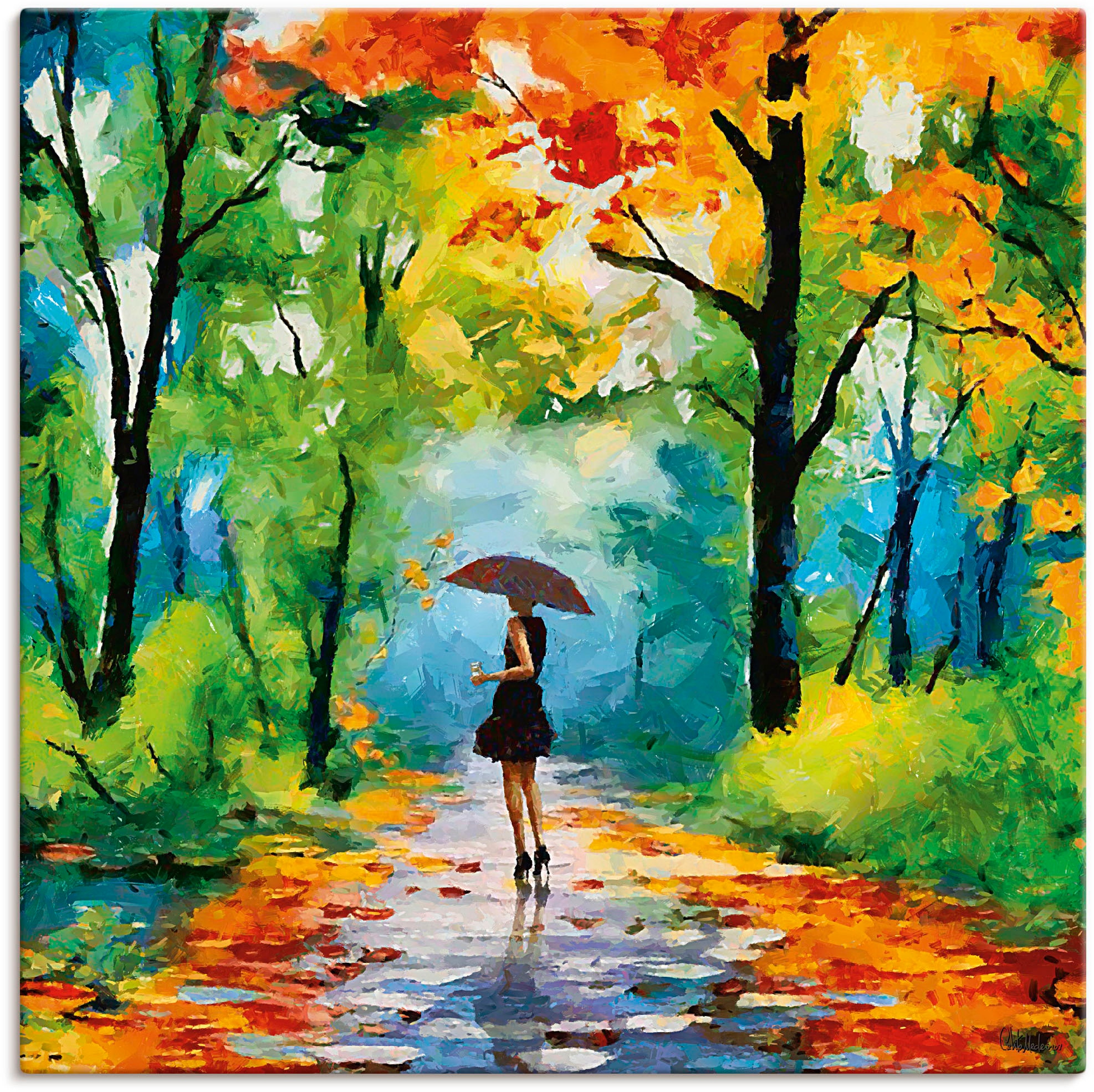 BAUR Park«, | Artland Wandaufkleber bestellen Jahreszeiten in Spaziergang Größen oder als Vier »Herbstlicher Leinwandbild, im St.), Alubild, Poster Wandbild versch. (1 Bilder,