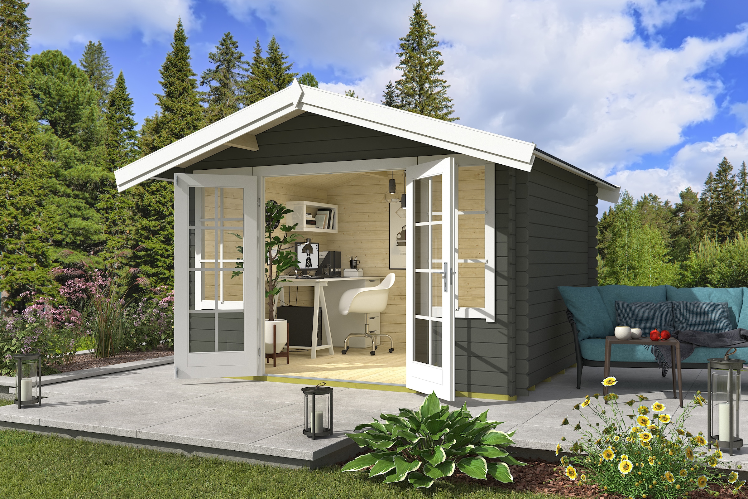 Nordic Holz Gartenhaus "Robin 280", Stilvolle Doppeltür günstig online kaufen