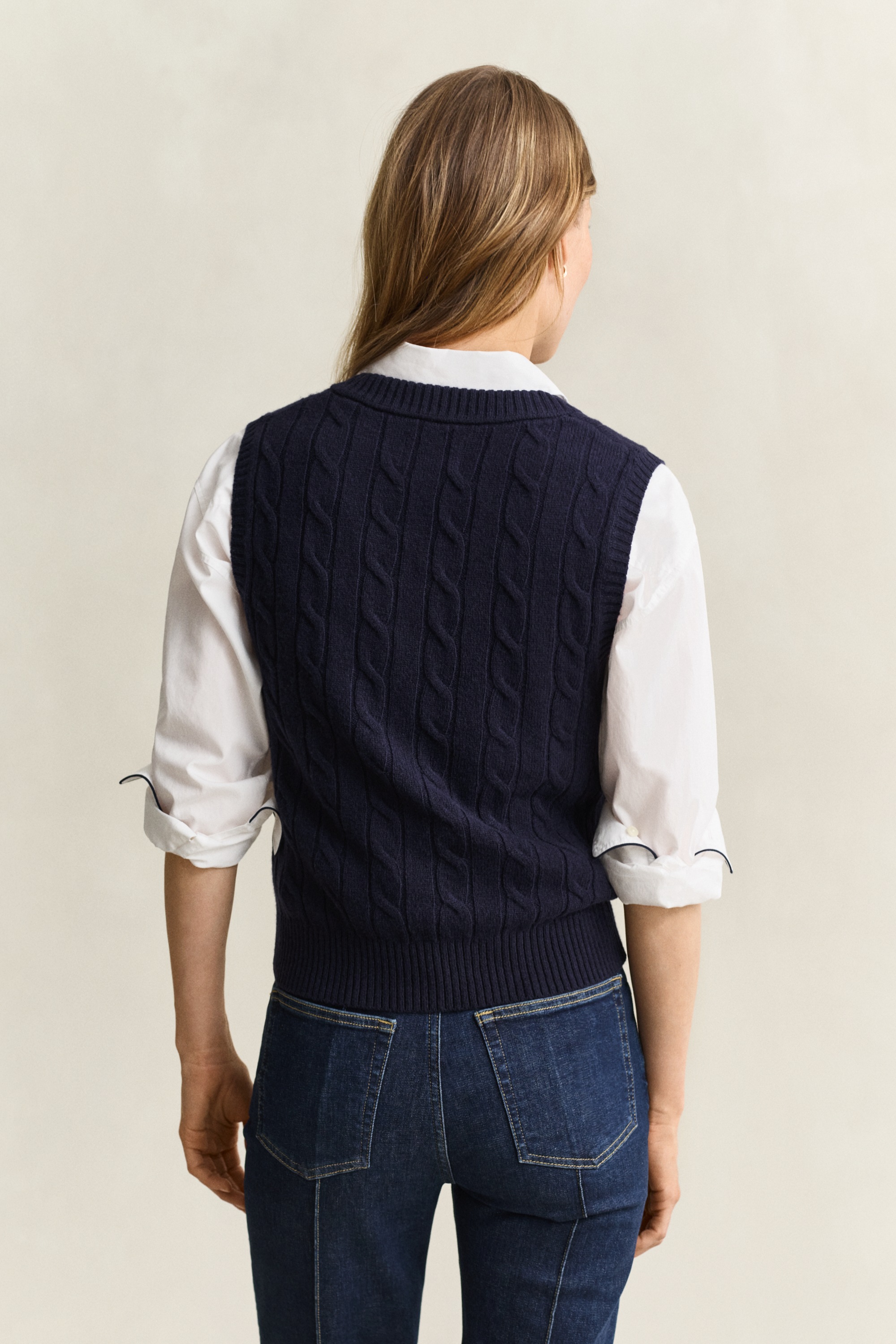 Gant Pullunder »LAMBSWOOL CABLE KNIT« aus reiner Wolle, mit Zopfmuster