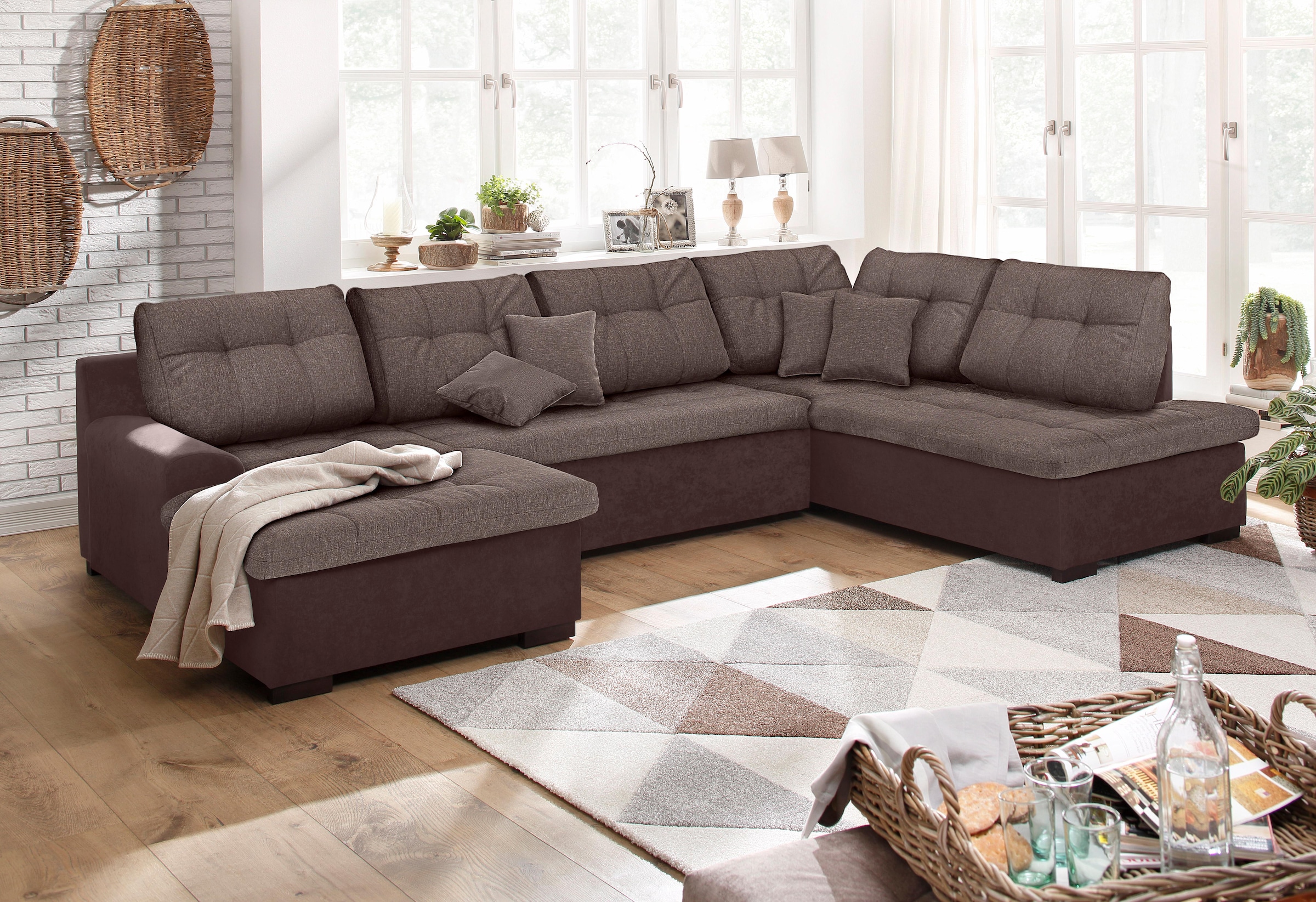 Home affaire Wohnlandschaft "Föhr U-Form" wahlweise mit Bettfunktion günstig online kaufen