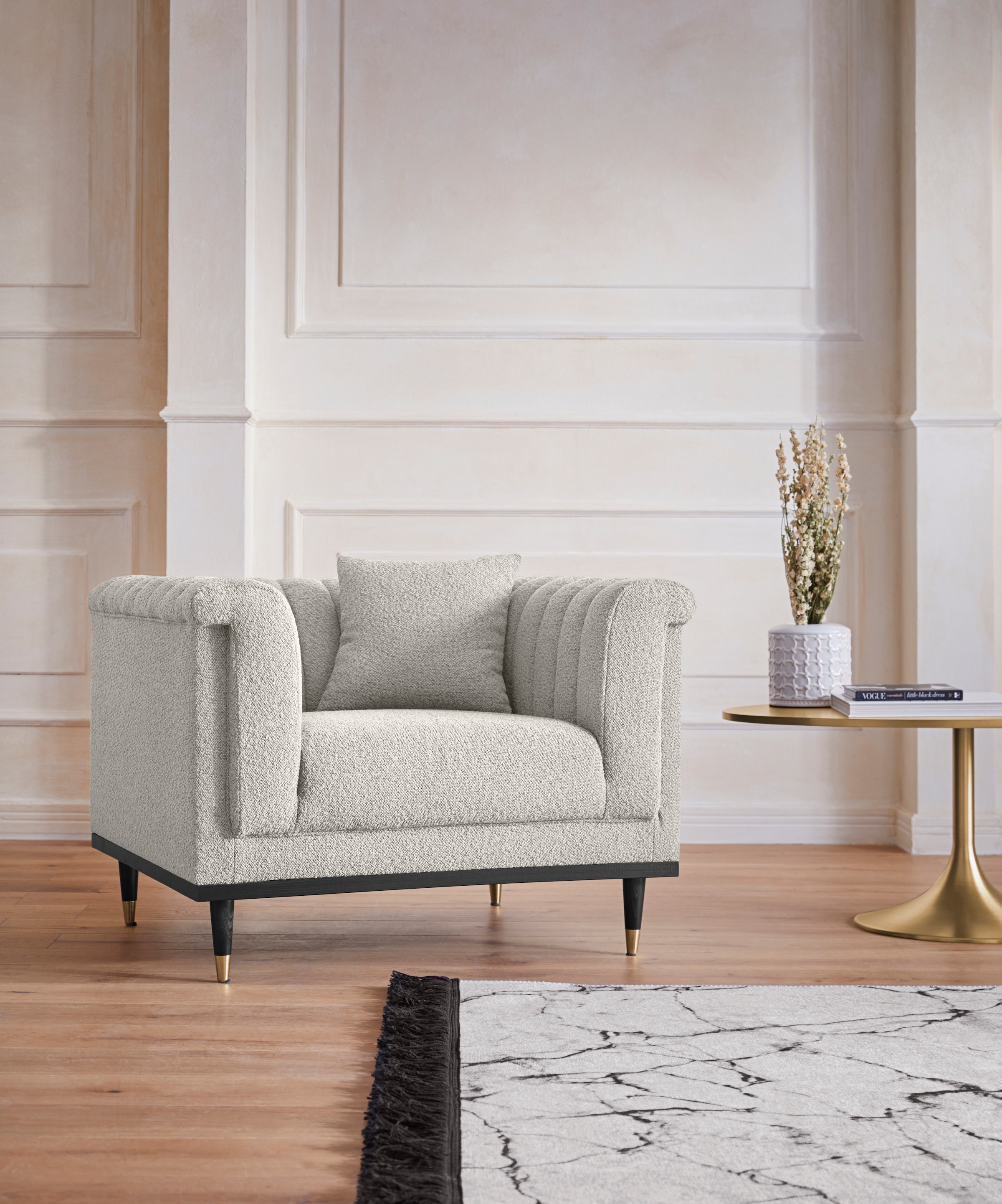 Home affaire Cocktailsessel "Chamby New Sessel", im Bouclé-Strukturbezug mi günstig online kaufen