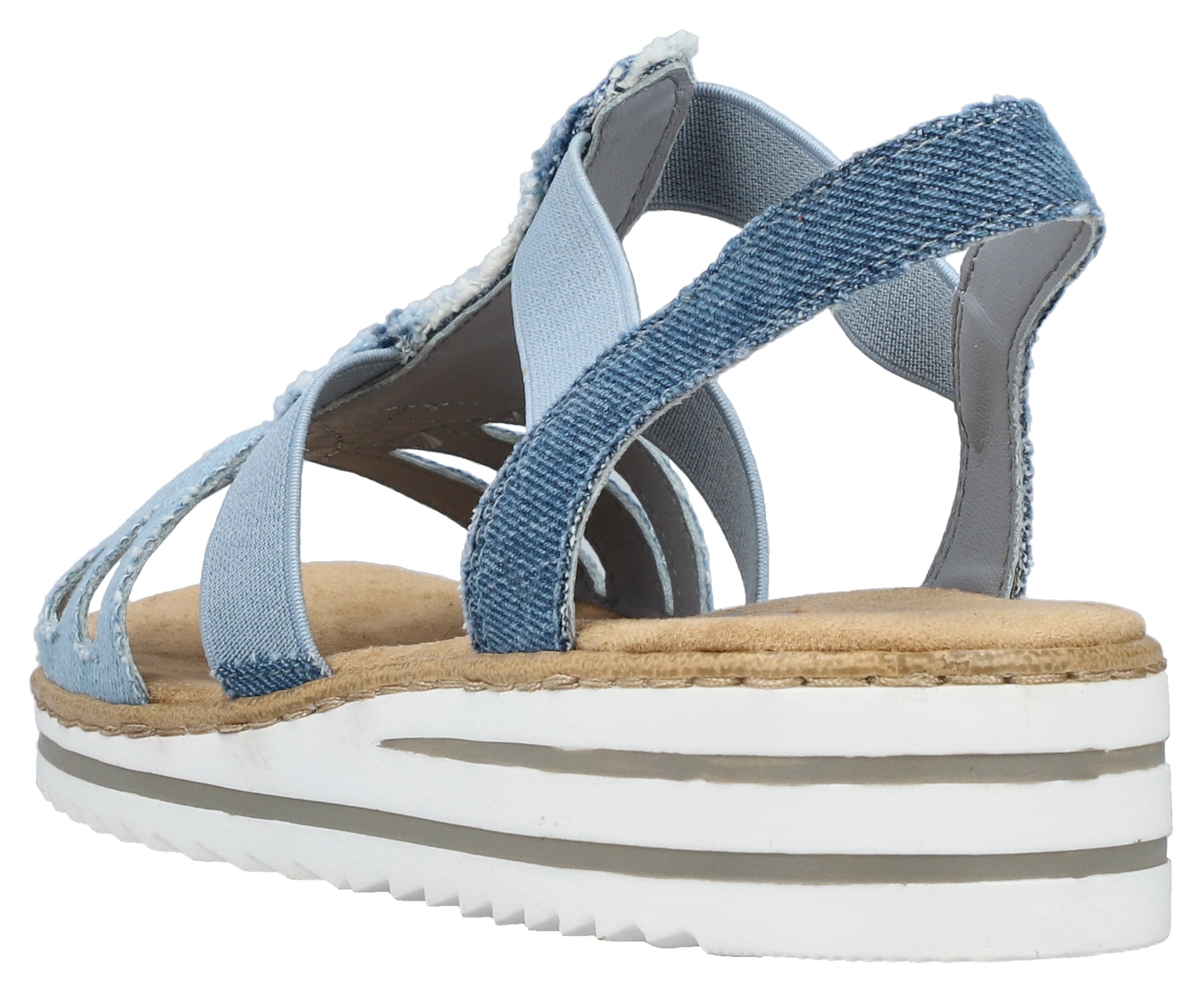 Rieker Keilsandalette, Sommerschuh, Sandale, Plateau, Urlaubschuh mit seitlichen Gummizügen