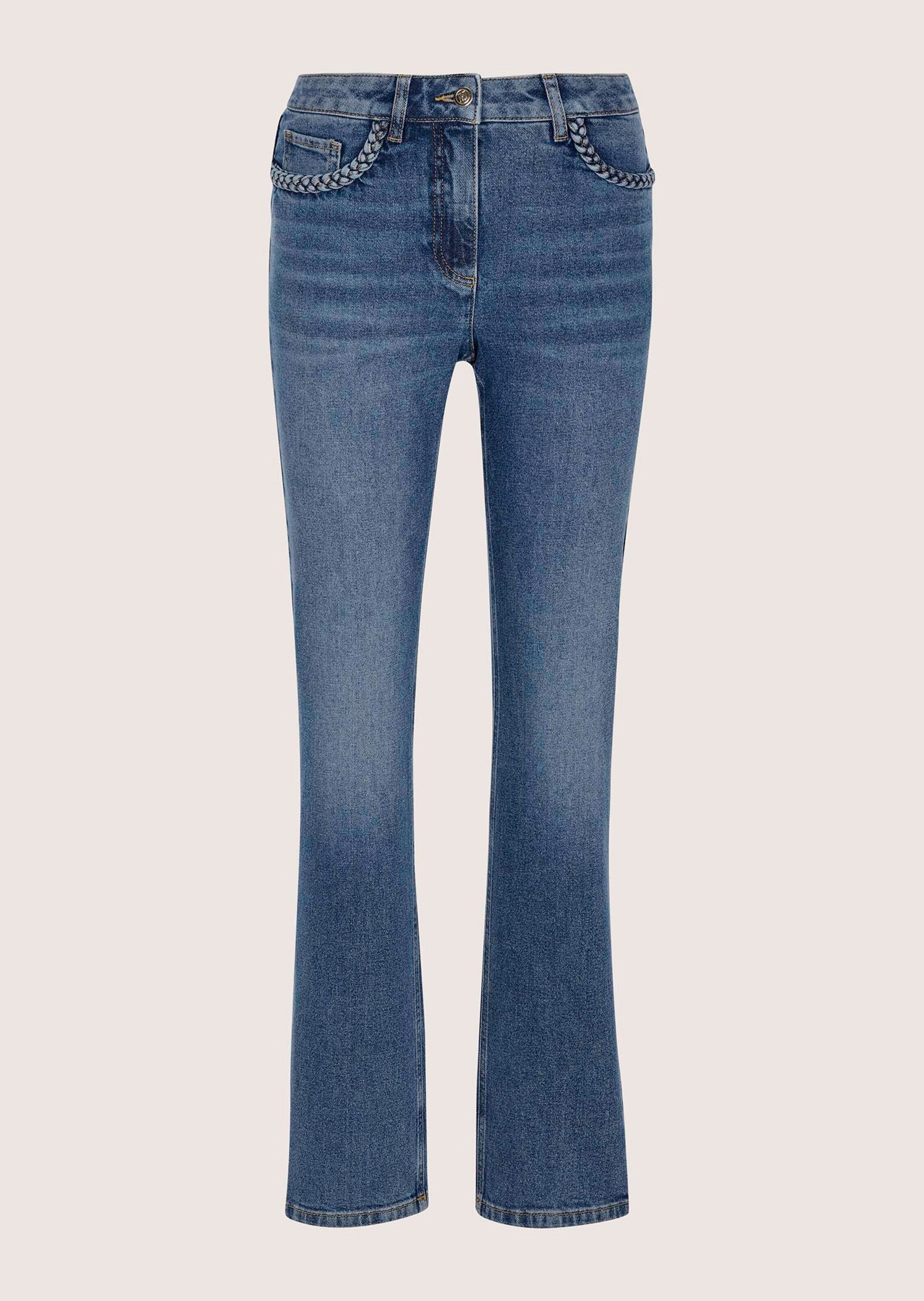 MADELEINE Regular-fit-Jeans "Jeans Slim-Fit-Jeans mit Formbund" Jeans mit Flechtung