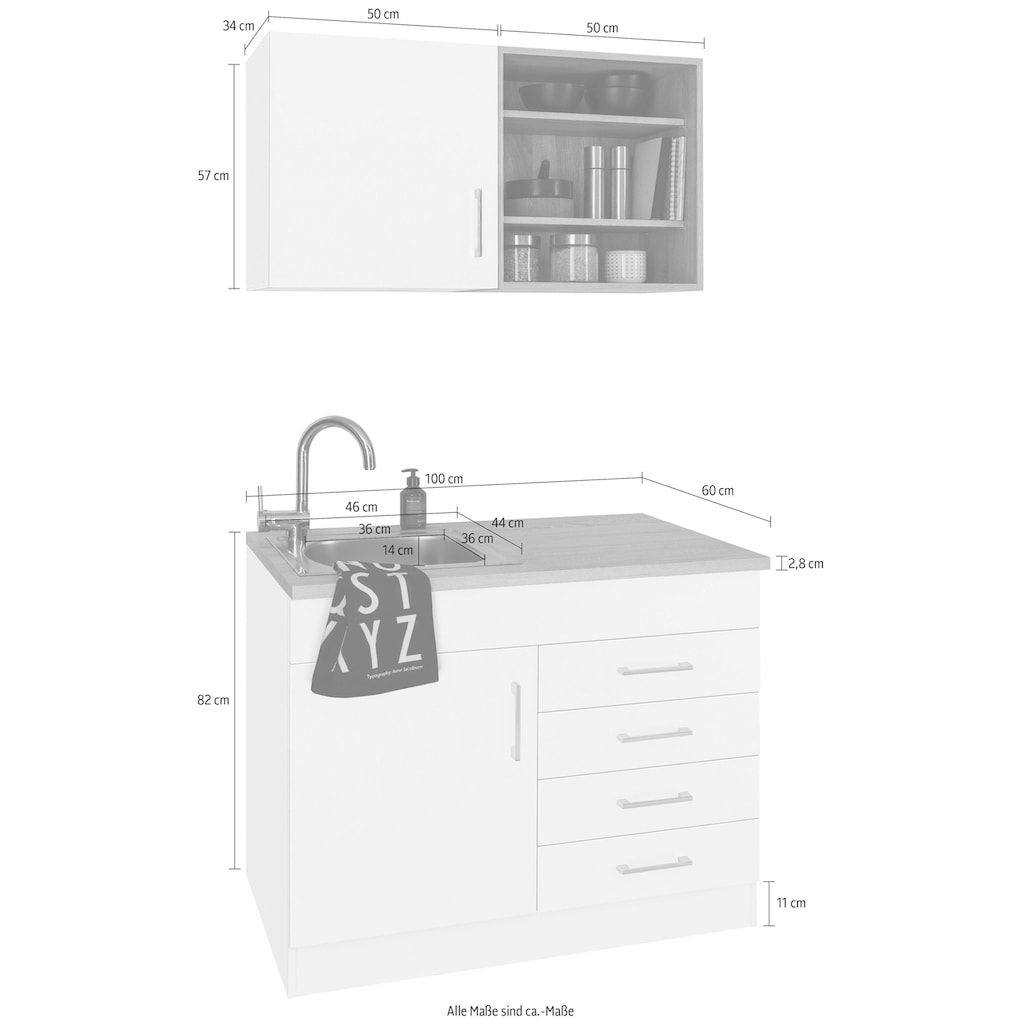 HELD MÖBEL Küche »Mali«, Breite 100 cm, wahlweise mit E-Geräten