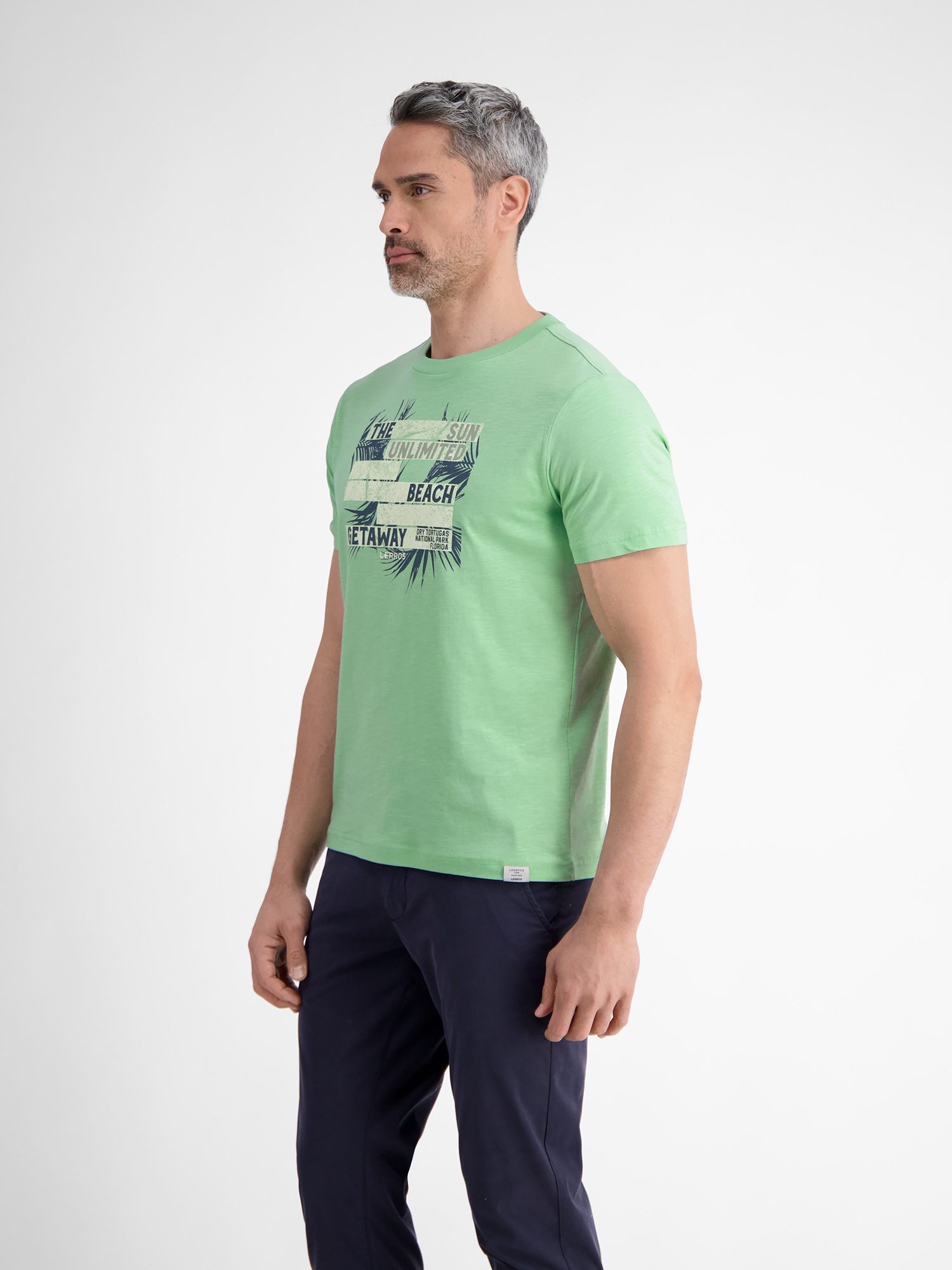 LERROS T-Shirt »LERROS Herren T-Shirt mit sommerlichem Brustprint«