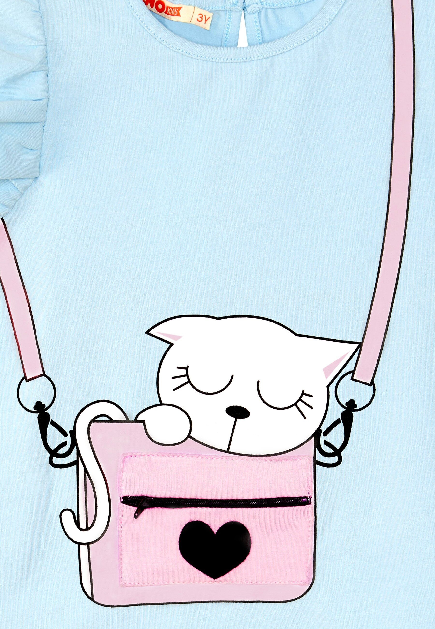 Denokids Hausanzug »Cat in Bag« 2 tlg. mit niedlichem Katzen-Print