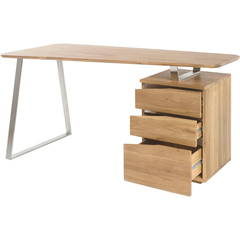 MCA furniture Schreibtisch »Tori«, Asteiche Massivholz geölt, mit 3 Schubladen, Breite 150 cm