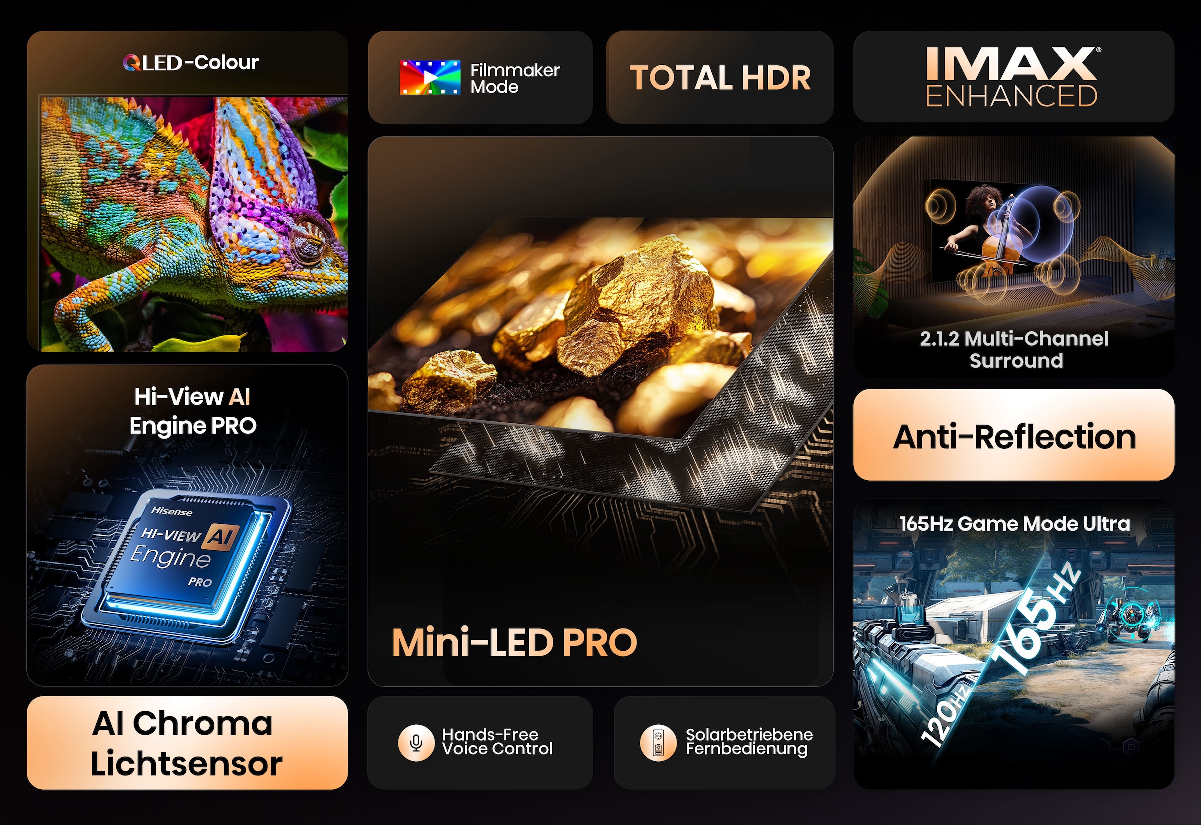 Hisense QLED Mini LED-Fernseher »65U7Q PRO« 164 cm/65 ″ Smart-TV 4K UHD MiniLED Smart TV