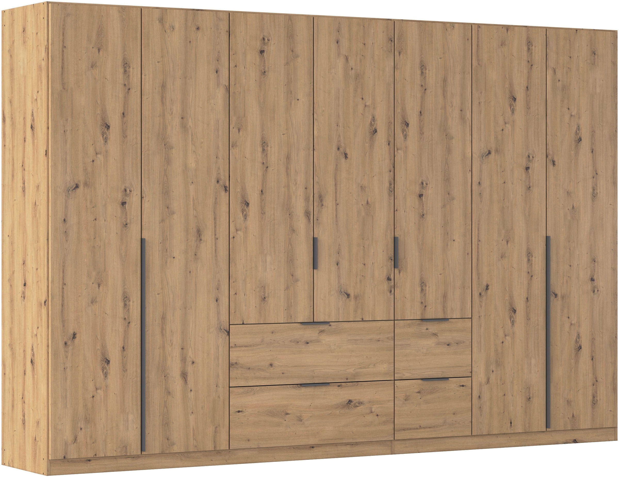OTTO home Drehtürenschrank "Kleiderschrank Schrank Garderobe AGORDO mit Dekor- oder Hochglanzfront" in zwei Griff-Farben, Breite 315 cm, mit Außenschubkästen, Serie in 7 Breiten und 2 Höhen MADE IN GERMANY