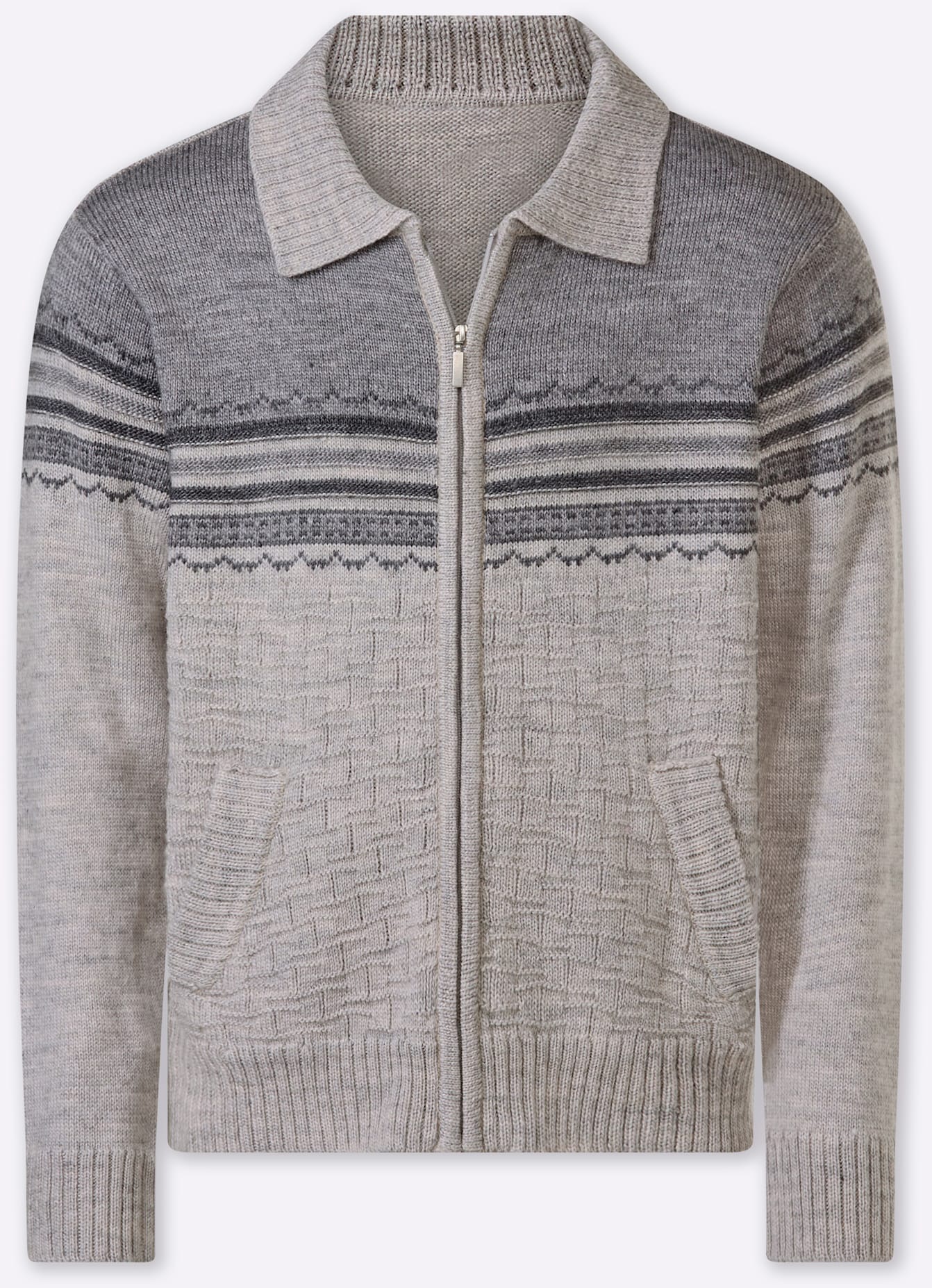 Strickjacke MARCO DONATI, Herren, Gr. 52, grau, meliert, 50% Wolle, 25% Polyester, 25% Polyacryl, Strickjacken Strickjacke 3