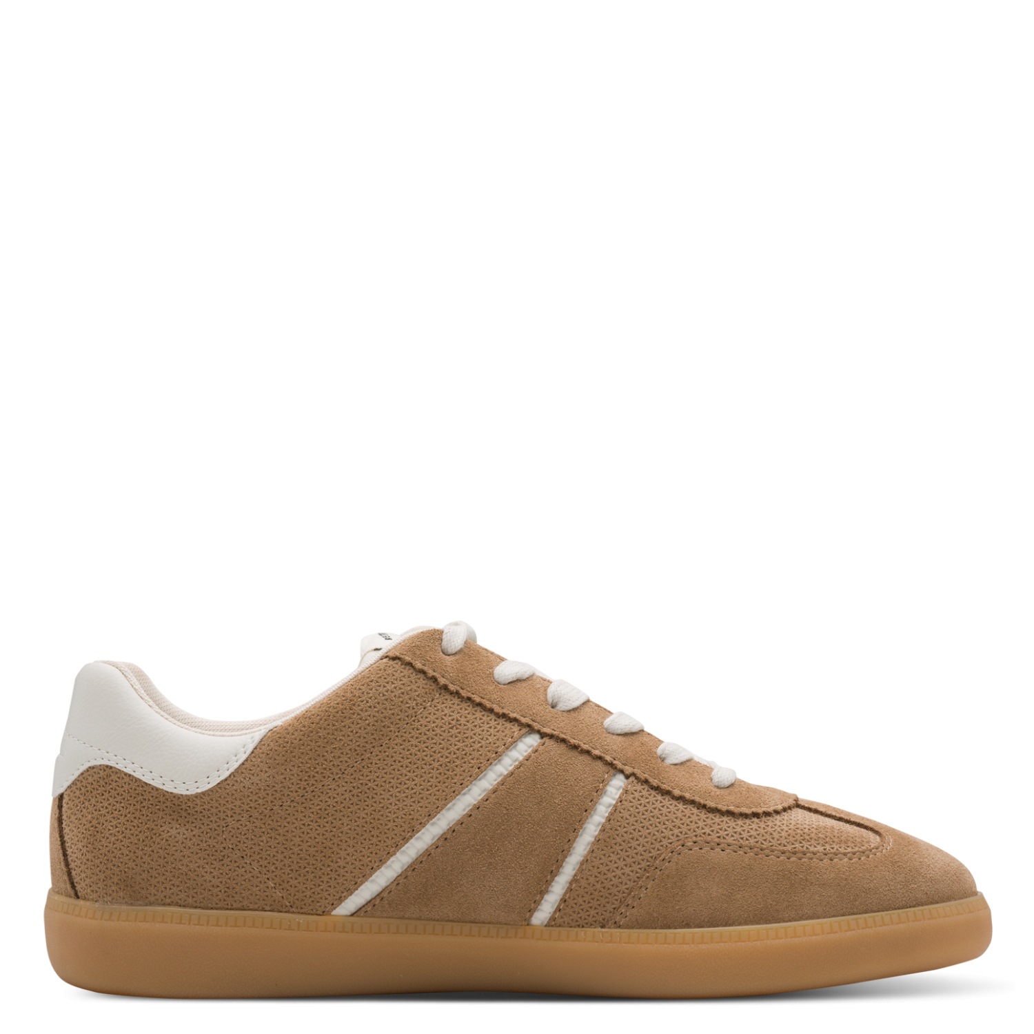 Plateausneaker TAMARIS, Damen, Gr. 36, taupe, weiß, Lederimitat, Veloursleder, unifarben mit Farbeinsatz, Schuhe Plateausneaker, Freizeitschuh, Halbschuh, Schnürschuh mit gepolstertem Schaftrand, Topseller 3