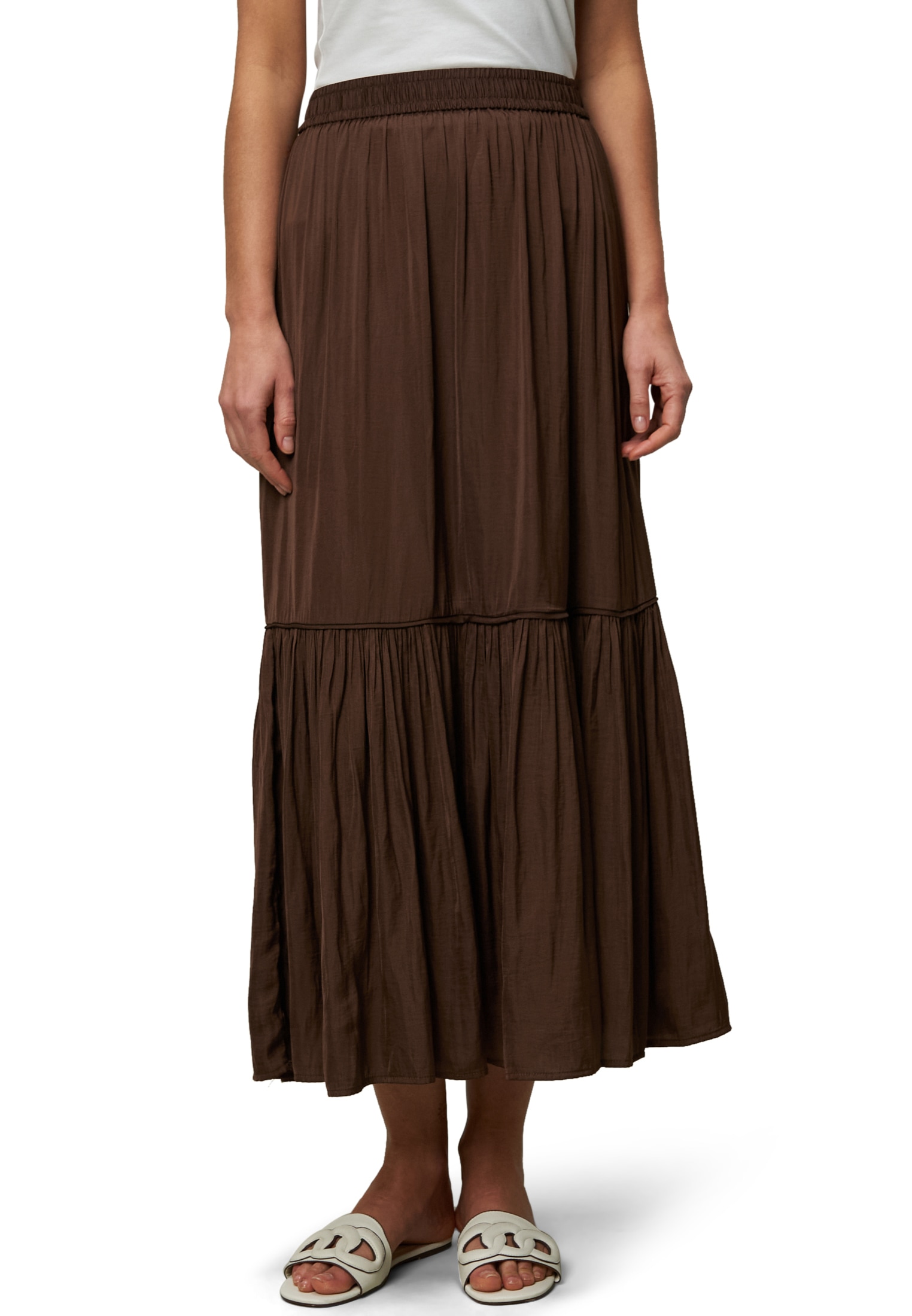Zero Midirock "zero Damen Satinrock mit Volants", Volant günstig online kaufen