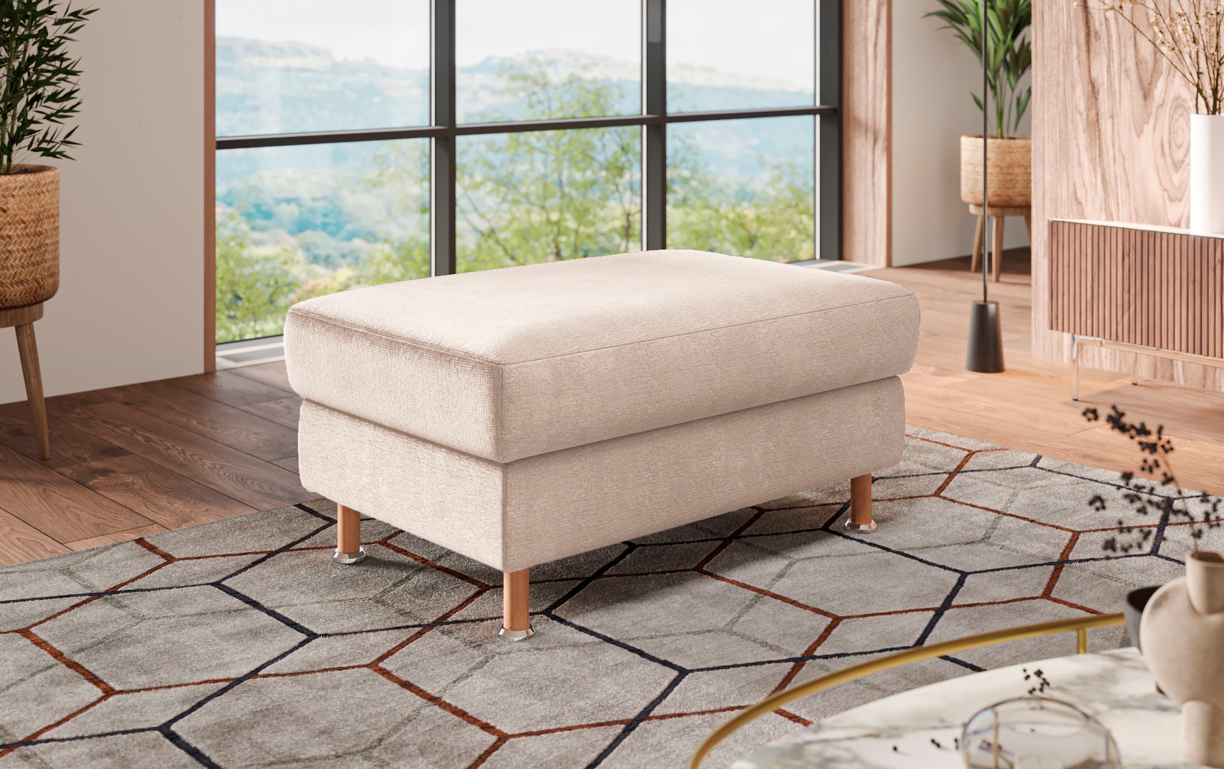 OTTO home Polsterhocker "Calypso" Holzfuesse mit Metallteller