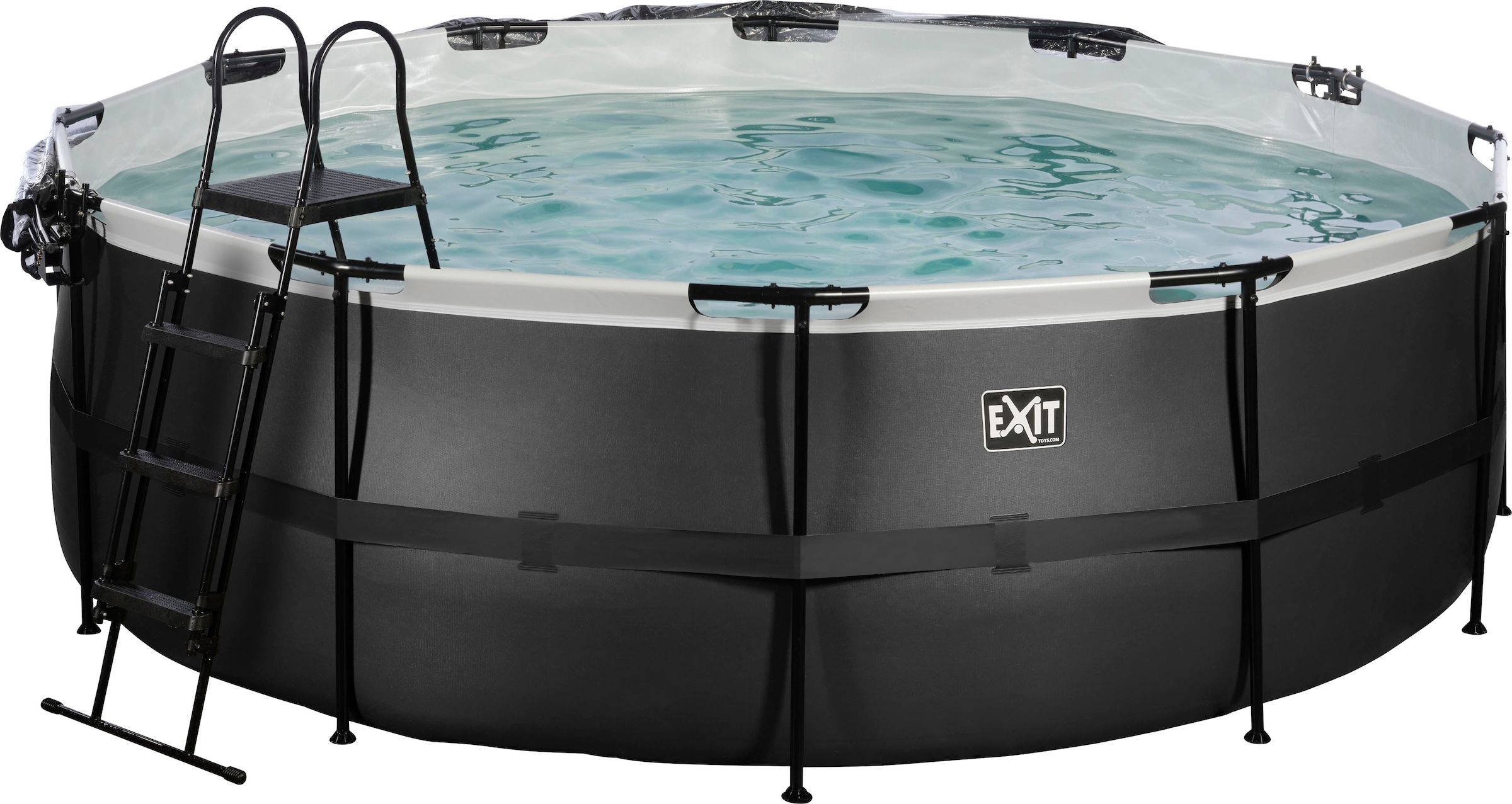 EXIT Framepool »inkl. multifunktionaler Poolabdeckung & Wärmepumpe«, (Set, 5 tlg.), ØxH: 427x122 cm, mit Sandfilteranlage und Sicherheitsleiter