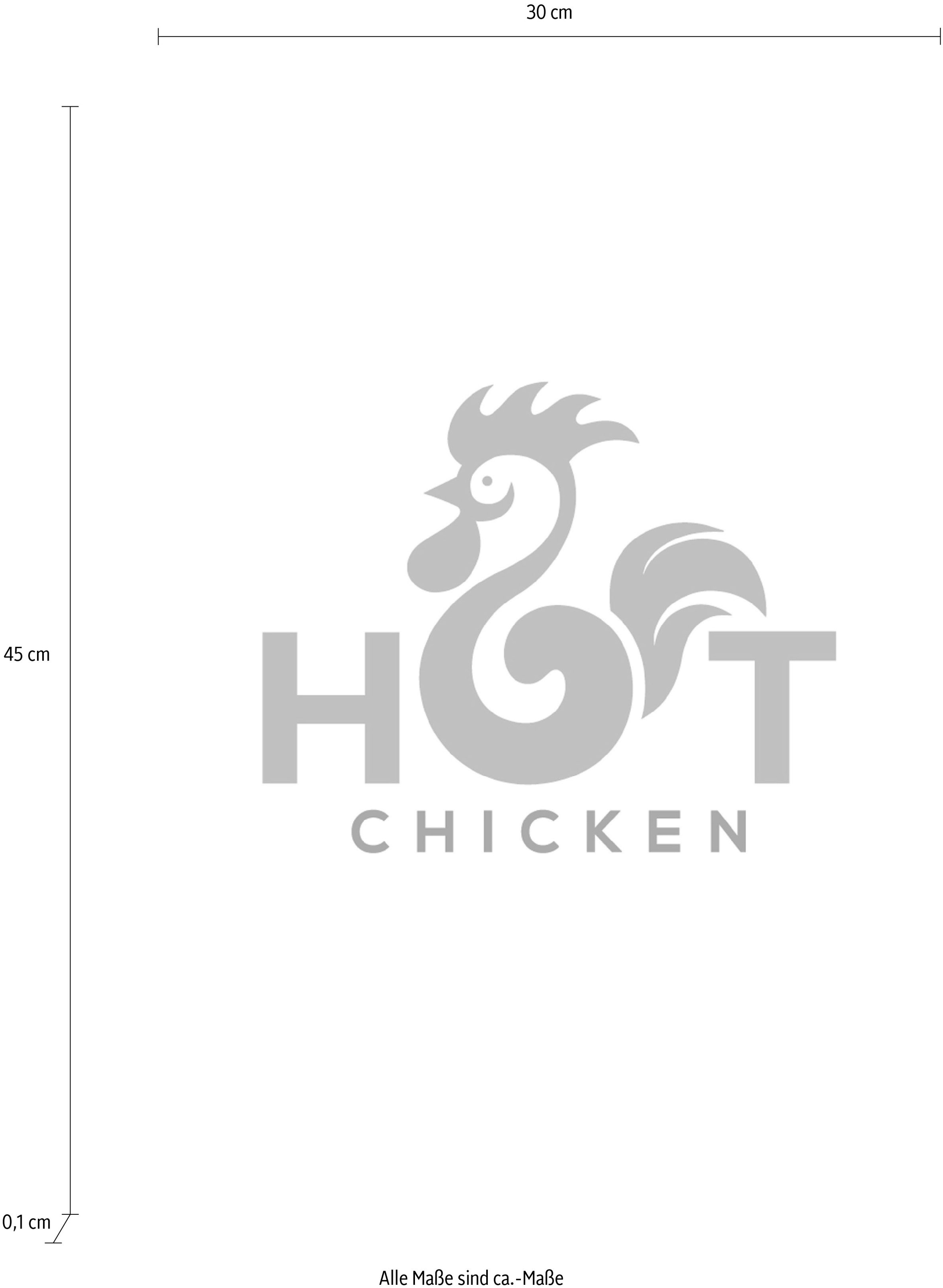 queence Wanddekoobjekt "HOT CHICKEN", Stahlschild, Blechschild, Spruch, Wit günstig online kaufen