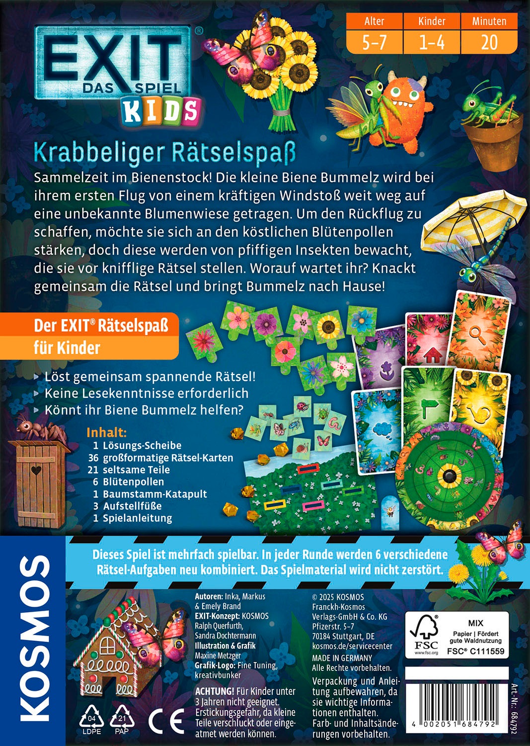 Kosmos Spiel »EXIT® Kids Krabbeliger Rätselspaß« Made in Germany