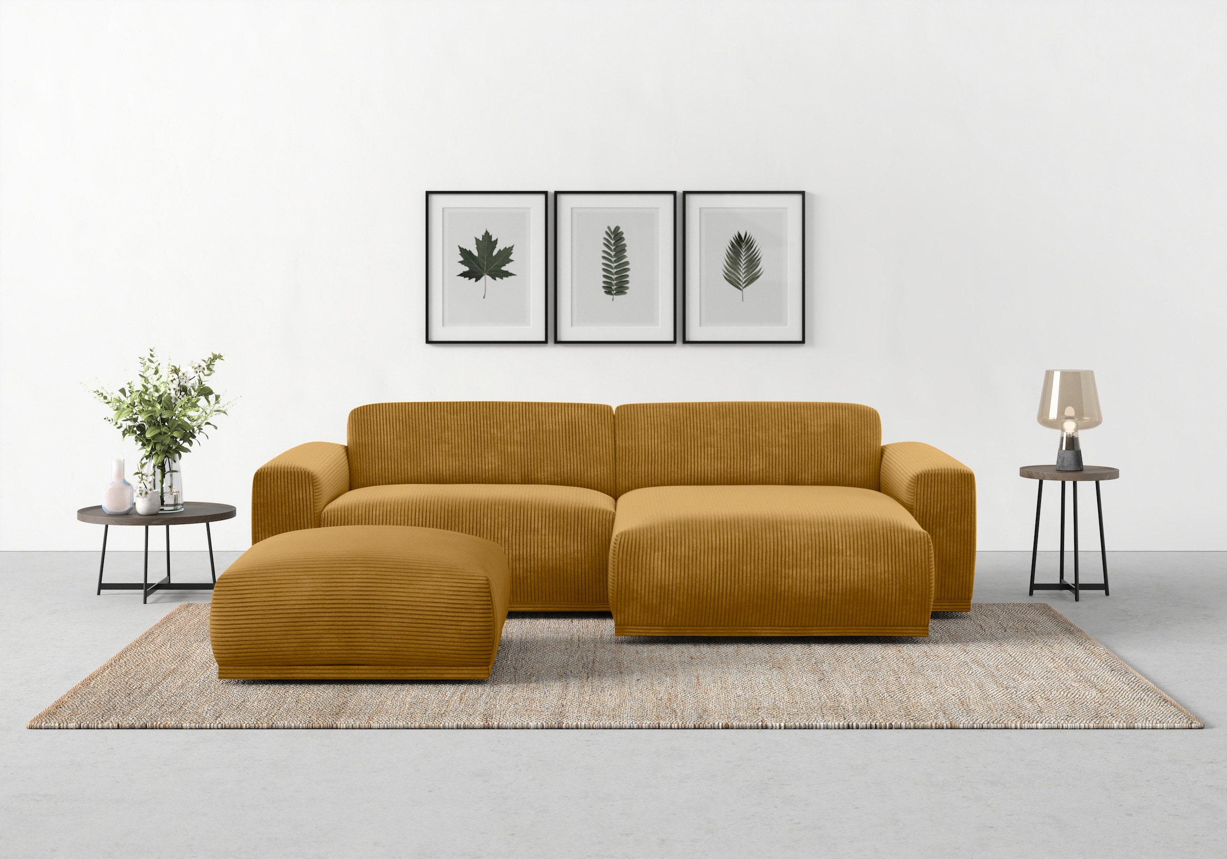 TRENDMANUFAKTUR Ecksofa »Braga, mit hochwertigem Kaltschaum, L-Form, in Cord erhältlich«, (2 St.), modernes Sofa, Couch mit hohem Sitzkomfort, 255/72/160 cm (B/H/T)