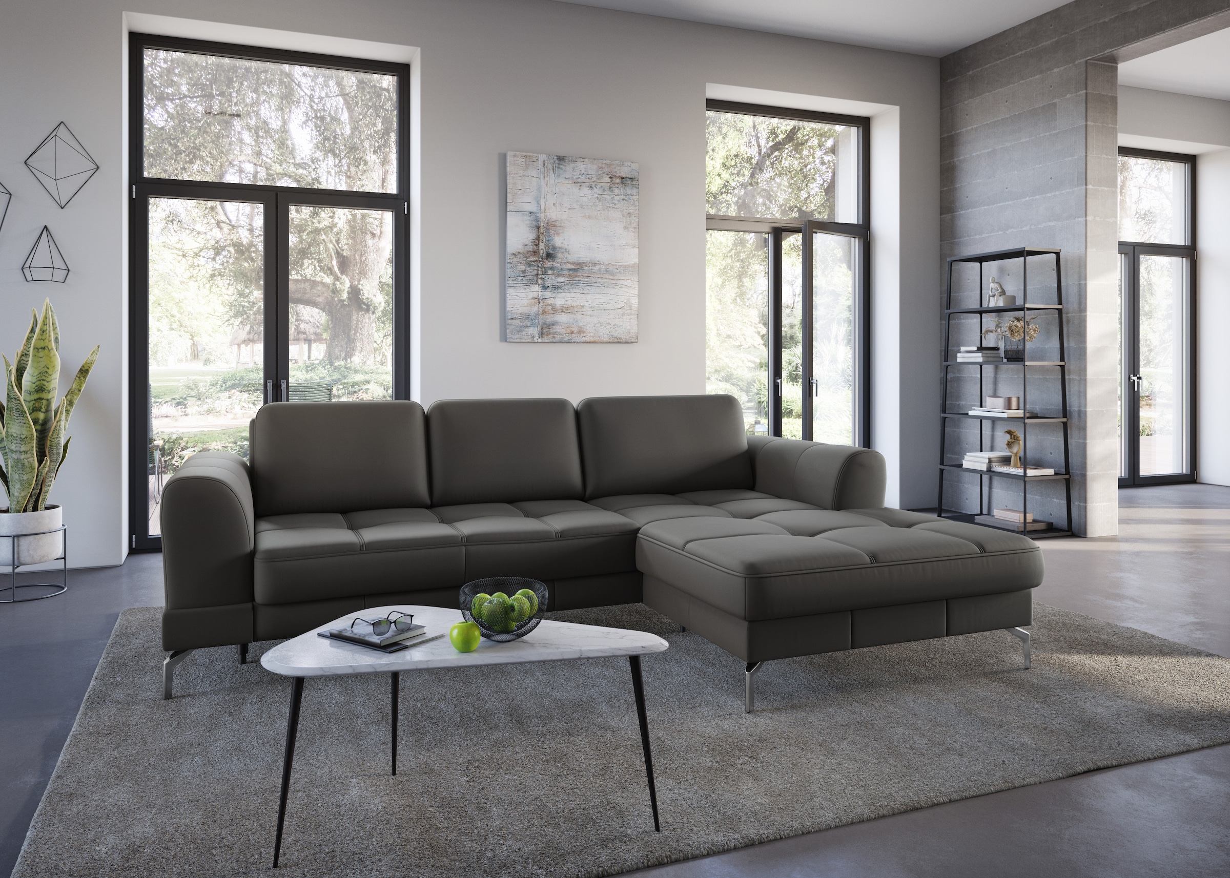 sit&more Ecksofa "Bendigo L-Form" inklusive Sitztiefenverstellung, Bodenfreiheit 15 cm, 2 Fußfarben