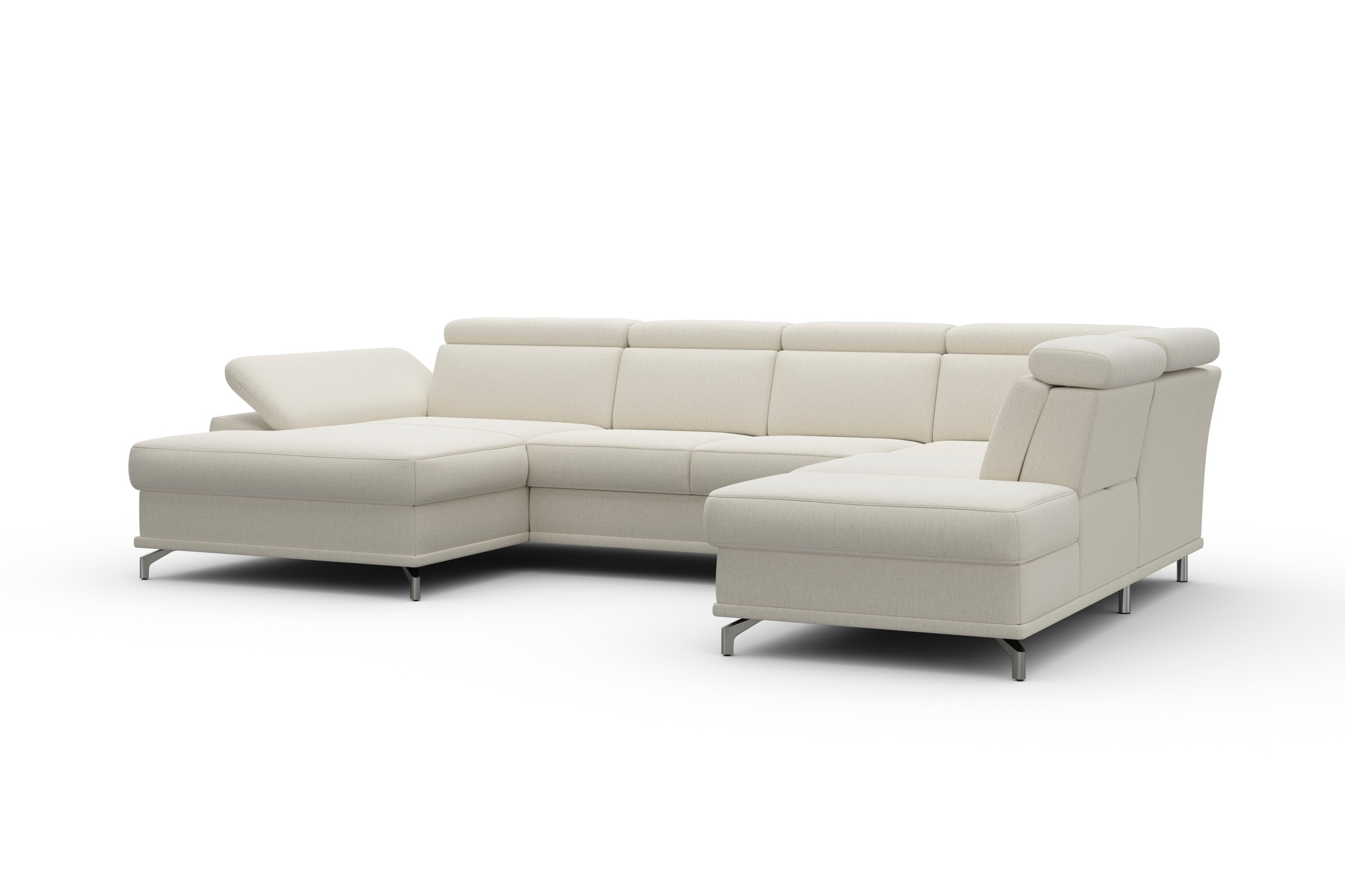 sit&more Wohnlandschaft »Cabrio U-Form, mit Sitztiefenverstellung, Arm- und Kopfteilverstellung«, 3 Nierenkissen, Federkern, optional Bettfunktion und Stauraum