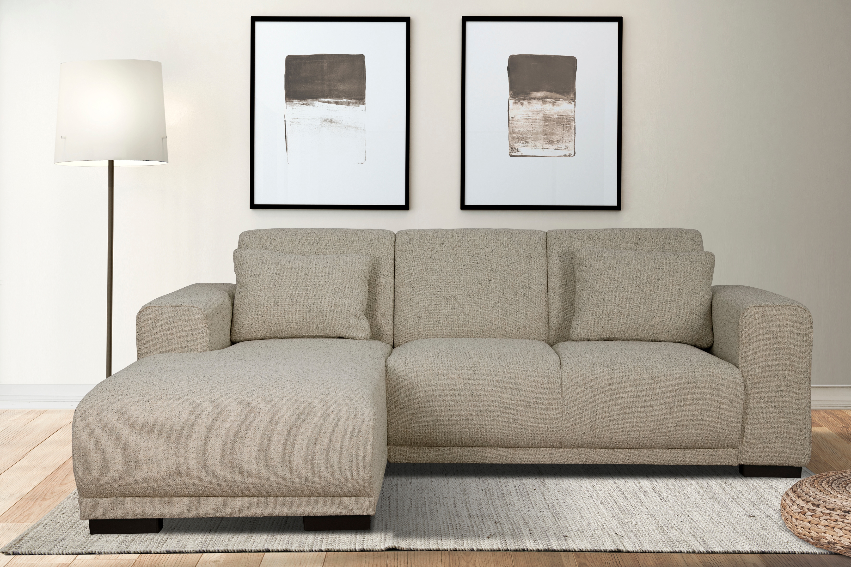 OTTO home Ecksofa "BORNHOLM L-Form, B: 234 cm - OTTO. Verlässliche Qualität." Recamiere links oder rechts bestellbar, Wellenfederung, inkl. 2 Kissen
