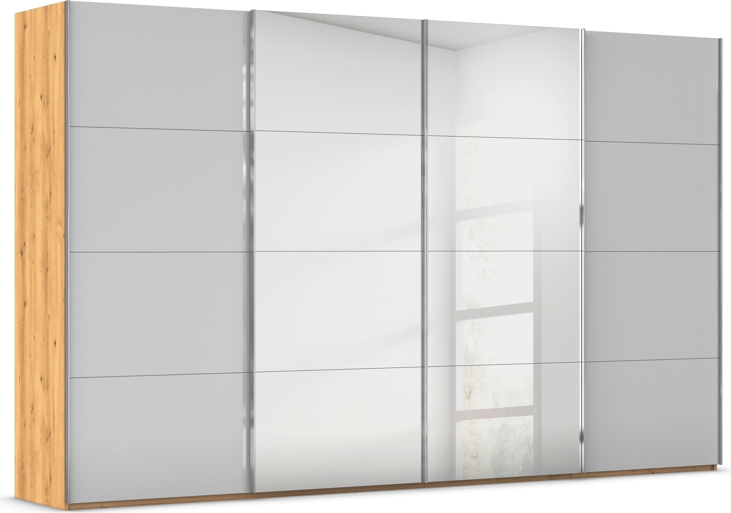 rauch "Kleiderschrank Schrank Garderobe Schlafzimmerschrank SCALE-FYRA" edle viergeteilte Türen Spiegel/Glas-Mix viele Farben MADE IN GERMANY