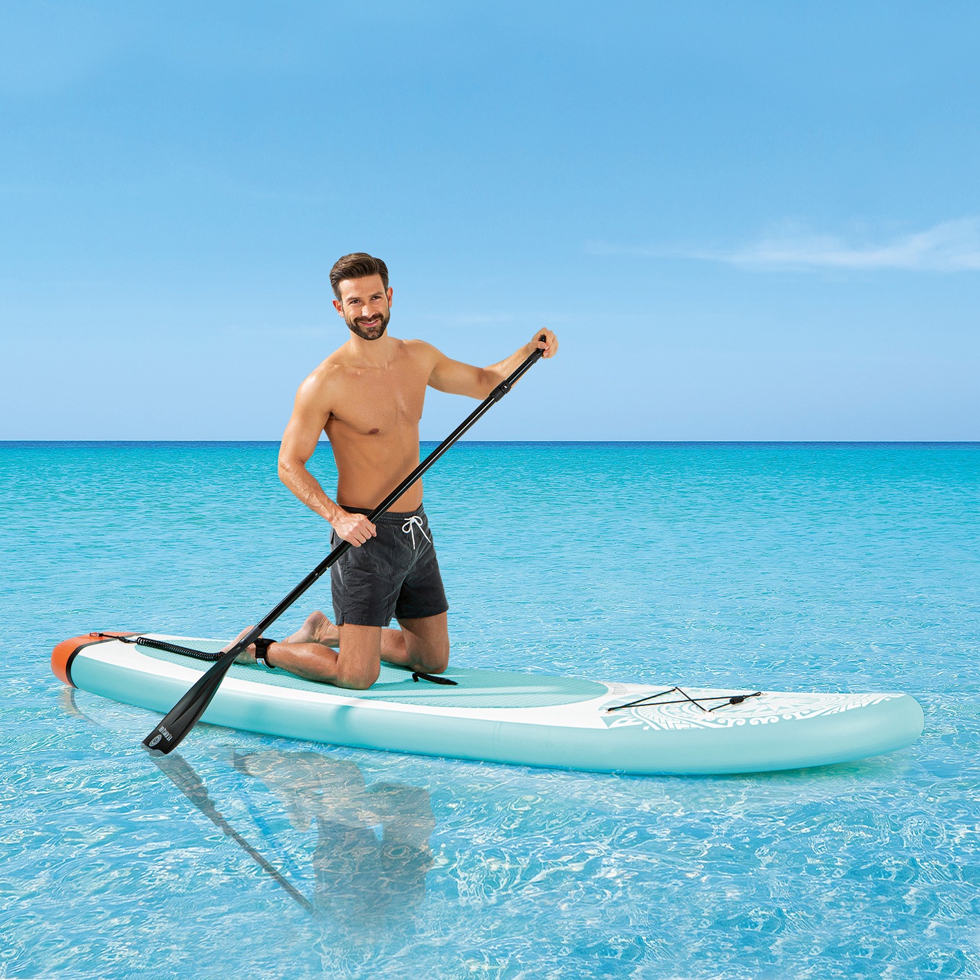 EASYmaxx Inflatable SUP-Board »MAXXMEE 7 Stand-Up BAUR tlg., Pumpe und 2020 Rechnung mit auf (Spar-Set, | Transportrucksack) Paddel, Paddle-Board weiß/blau«