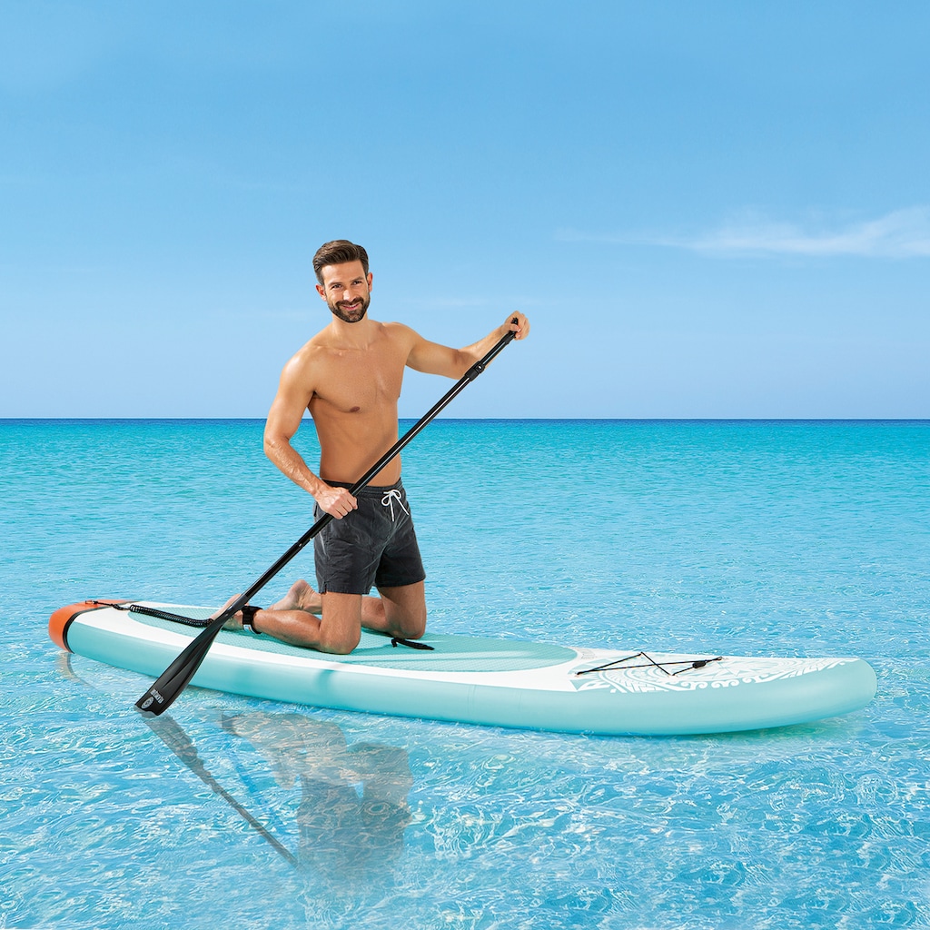 EASYmaxx Inflatable SUP-Board »MAXXMEE Stand-Up Paddle-Board 2020 weiß/blau«, (Spar-Set, 7 tlg., mit Paddel, Pumpe und Transportrucksack)