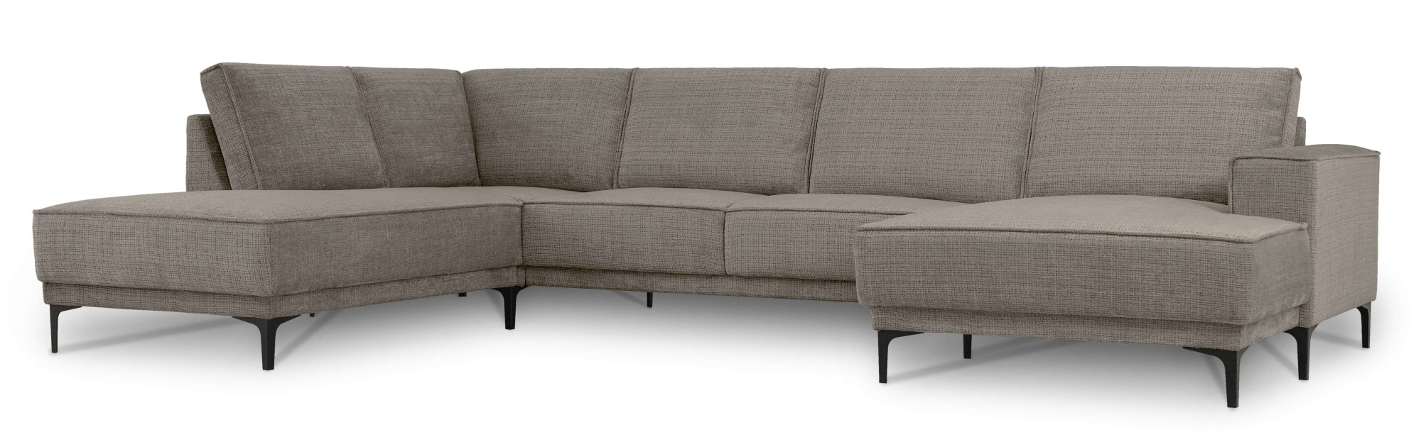Places of Style Wohnlandschaft »XXL Sofa Oland, Struktur, Flachgewebe, Luxus-Microfaser, Boucle«, U-Form, 345 cm, Wellenunterfederung, Skandi-Design, Metallfüße