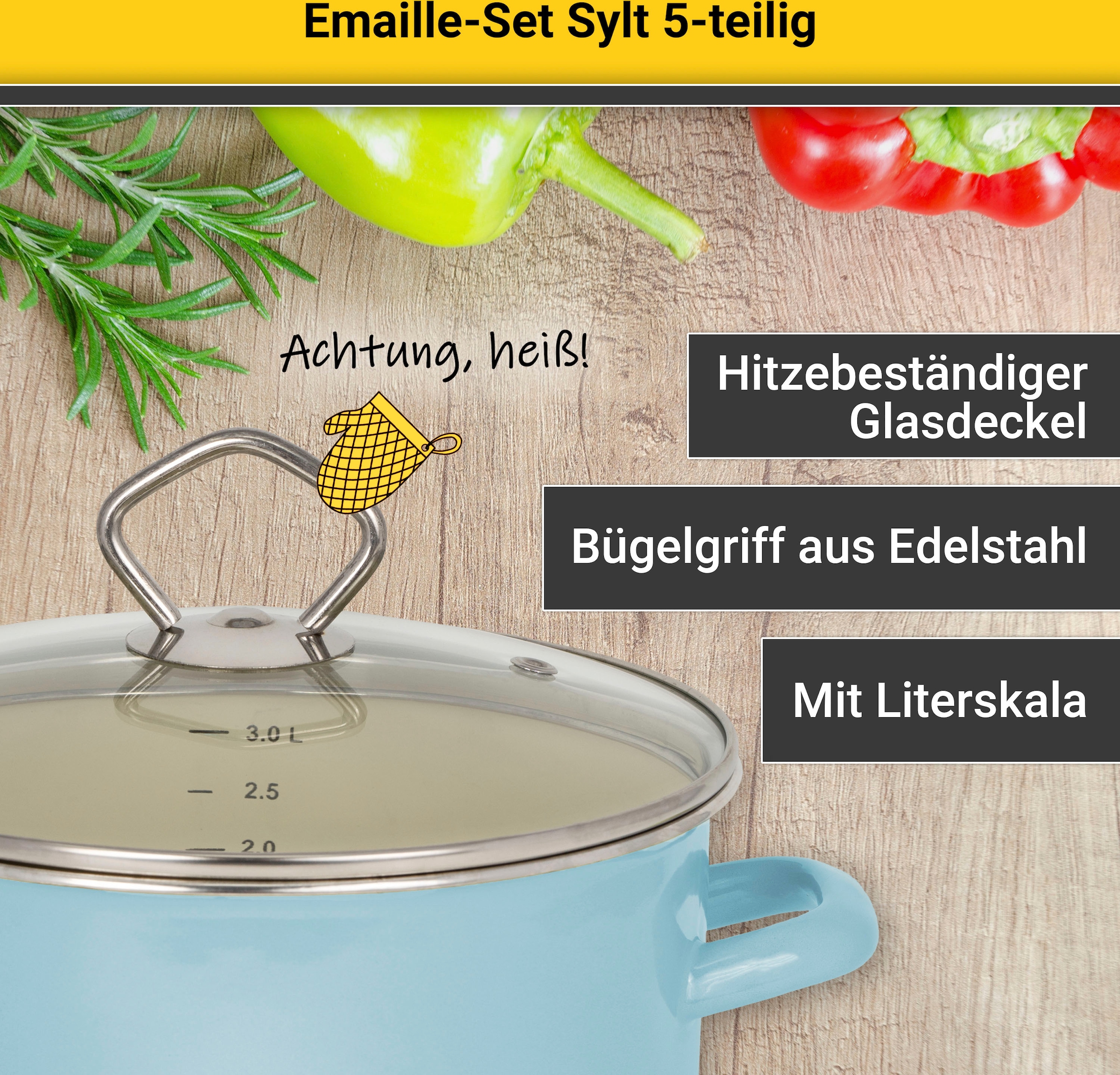 Emaille-Aluminiumguss, | (Set, »Sylt«, Induktion BAUR Topf-Set tlg.), 8 kaufen Krüger