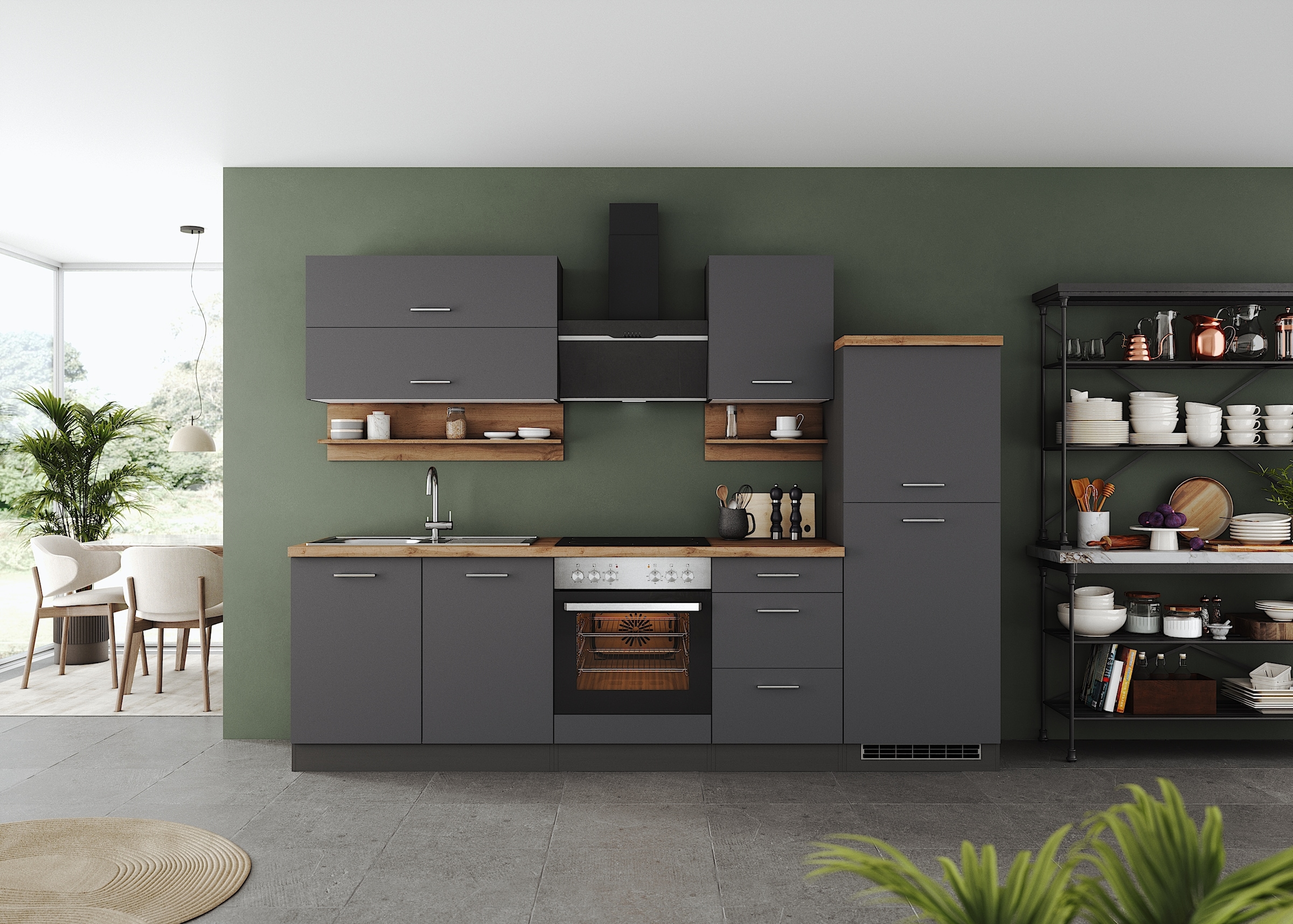 KOCHSTATION Küchenzeile "KS-Milan", 270 cm breit, robuste Metallauszüge, vi günstig online kaufen