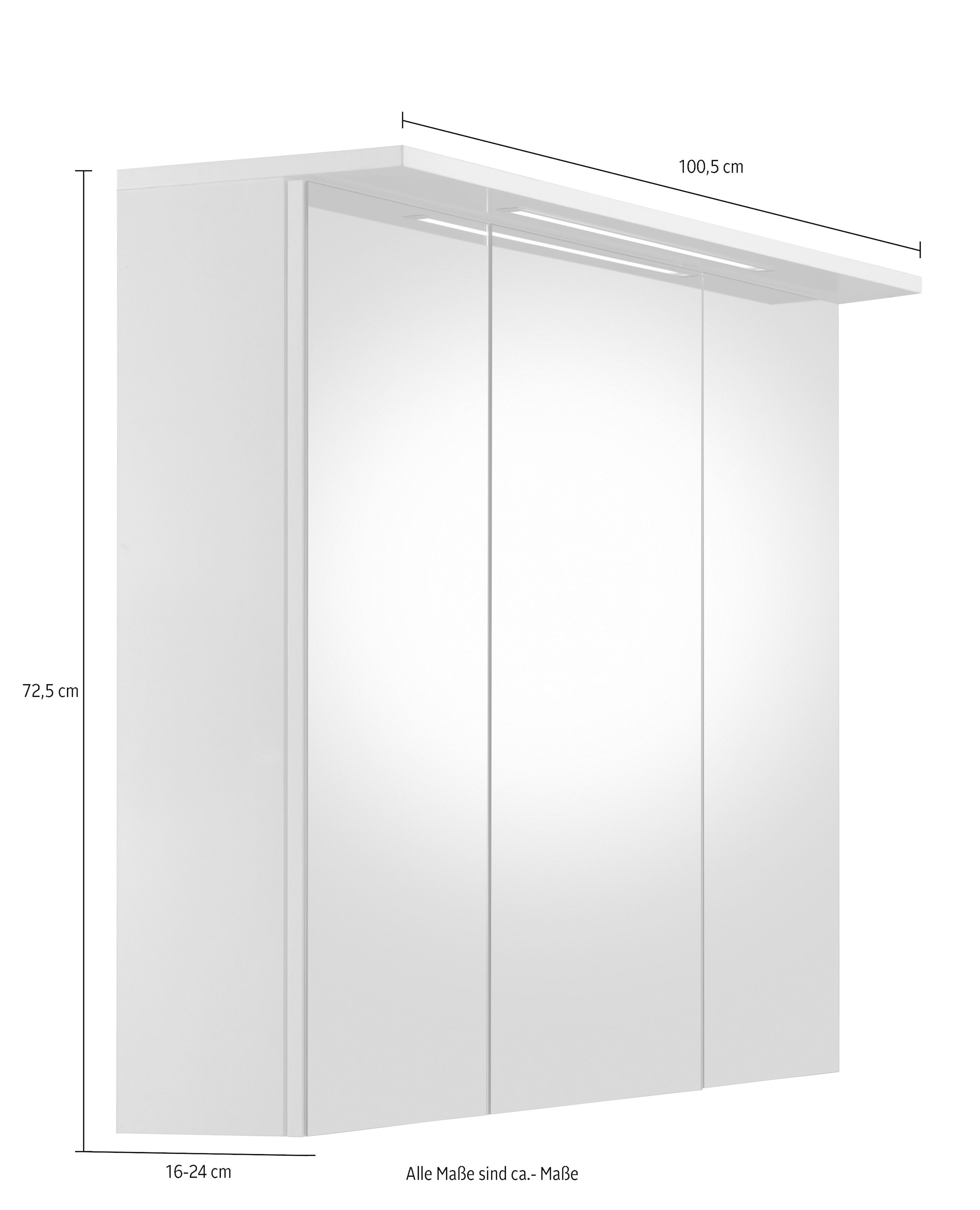 cm, 16«, Schildmeyer 3-türig, Schalter-/Steckdosenbox 100 Spiegelschrank BAUR Breite LED-Beleuchtung, kaufen | »Profil