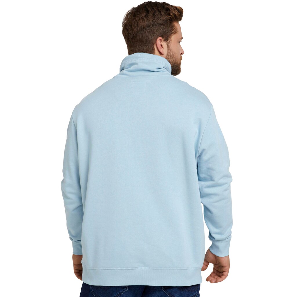 Herrenmode Pullover & Sweatshirts TOM TAILOR PLUS Kapuzensweatshirt, mit Logoprint hellblau