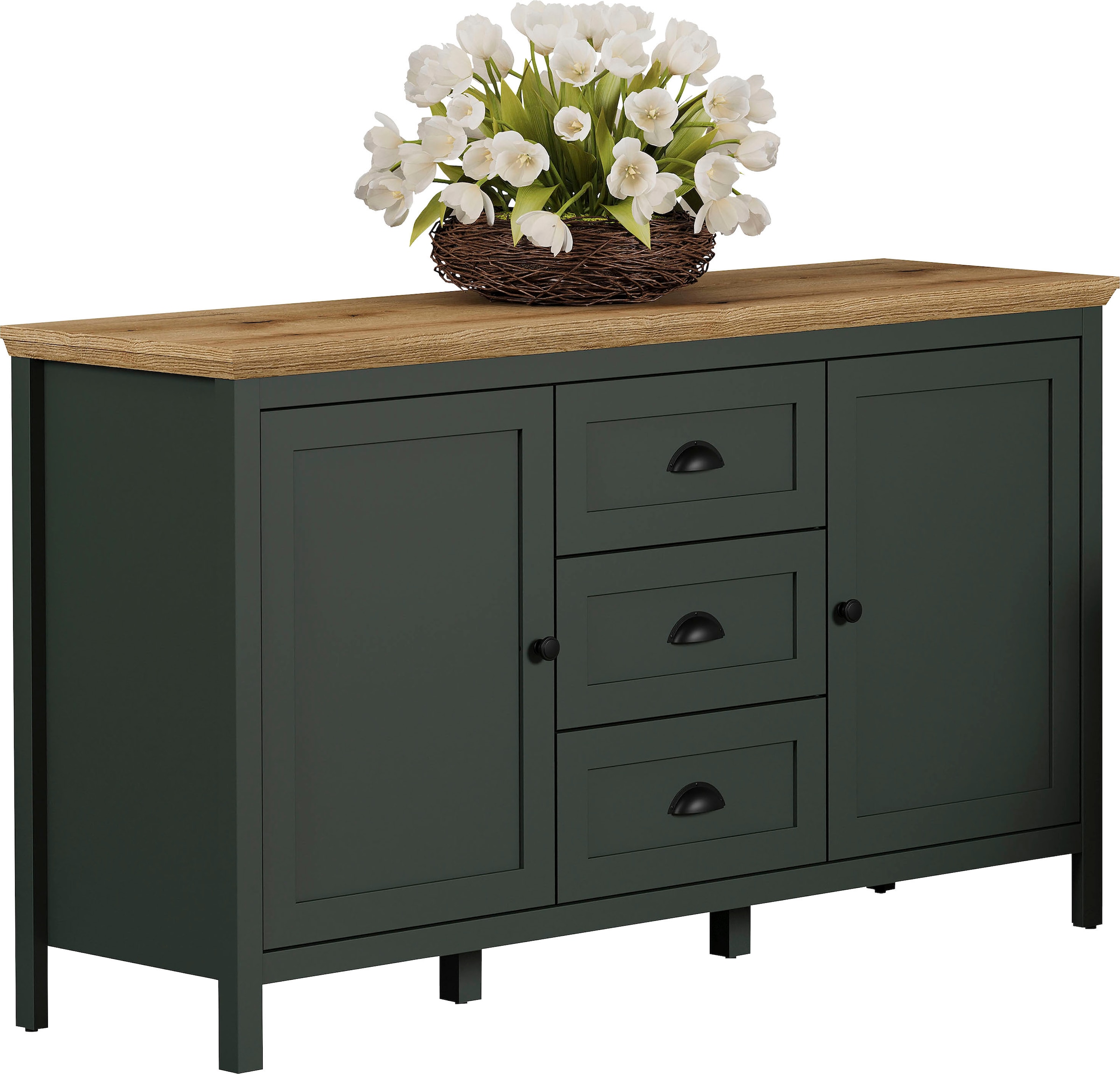 Home affaire Sideboard »Vienna« 1 Stk. tlg. Kommode im Landhausstil mit 3 Vollauszug-Schubladen und 4 Fächer