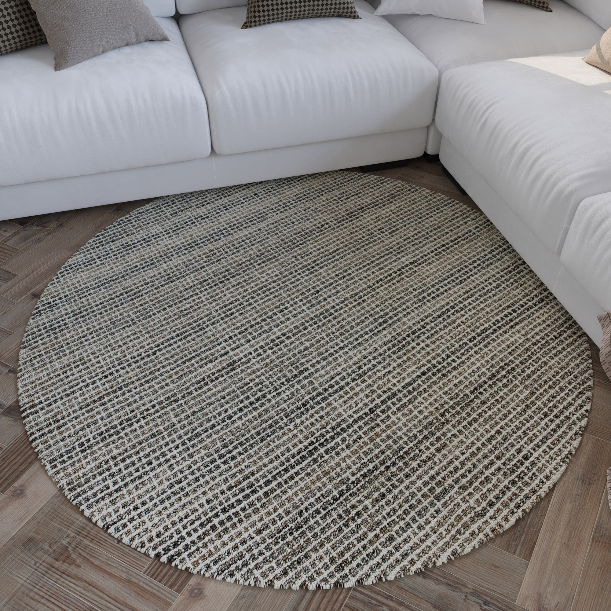 Wecon home Teppich "Hamptons FOURTEEN" rund 10 mm Höhe Fasermix, Kurzflor, Wohnzimmer, Schlafzimmer, elegant, Karo-Muster