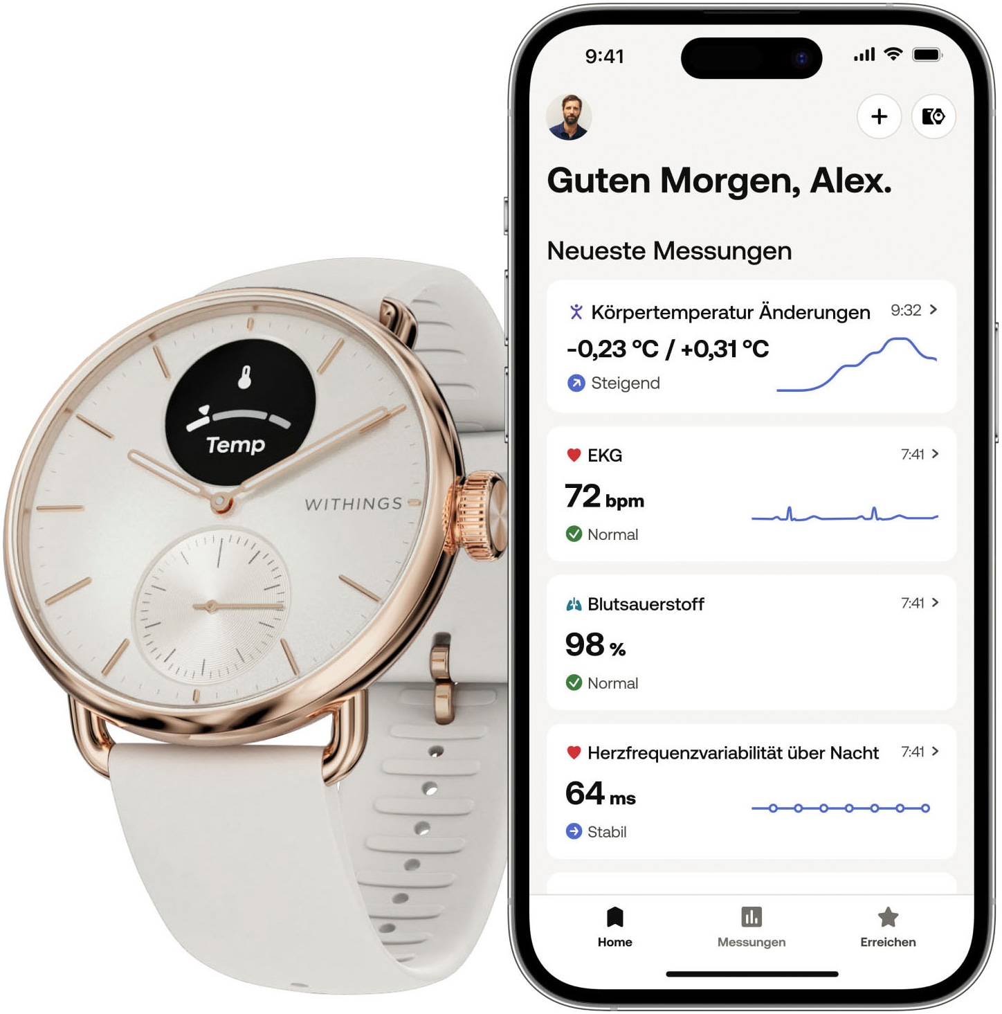 Withings Smartwatch »ScanWatch 2 38mm«, HealthSense OS,)